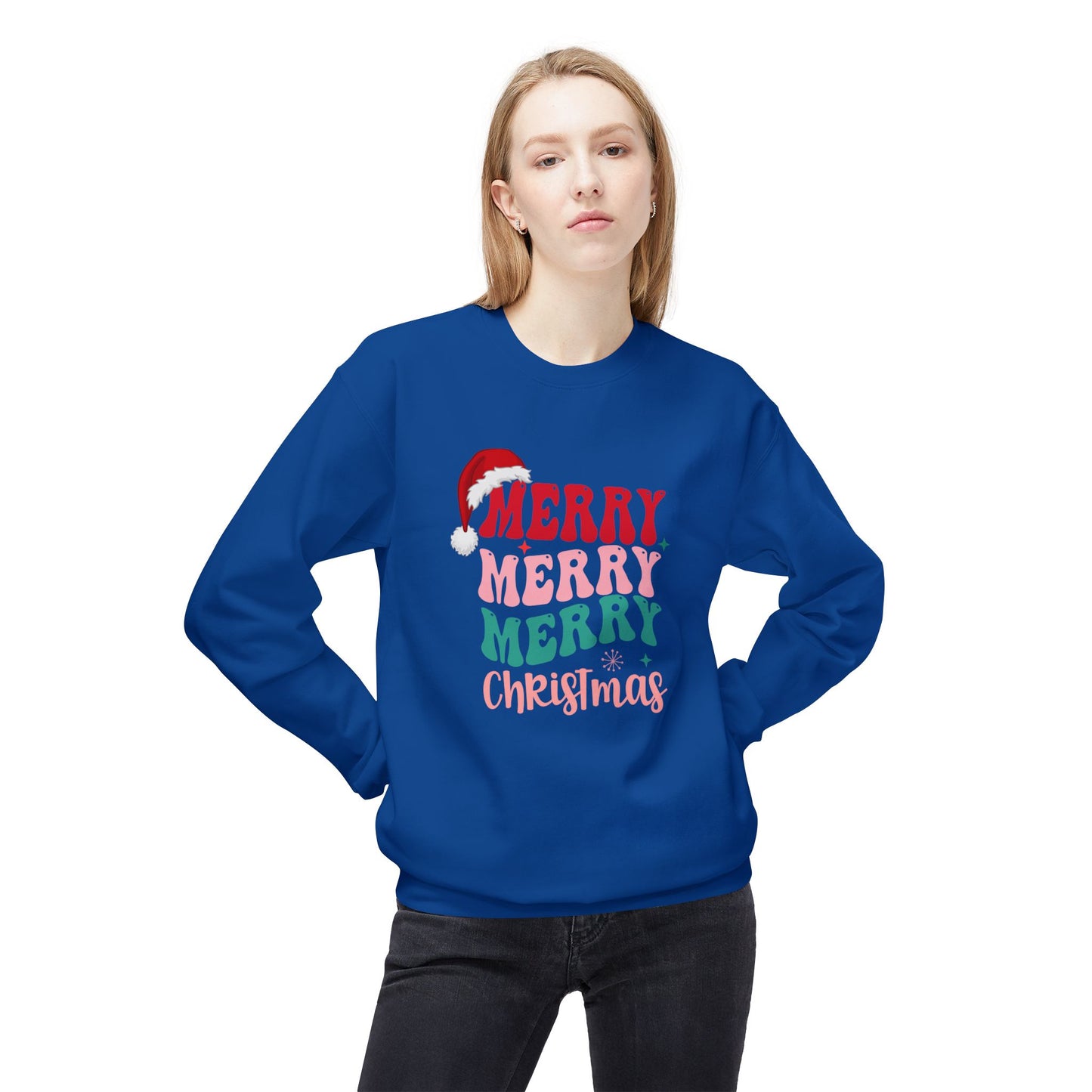 Merry, Merry, Merry Christmas - Unisex Midweight Softstyle Fleece Crewneck Sweatshirt - 10471