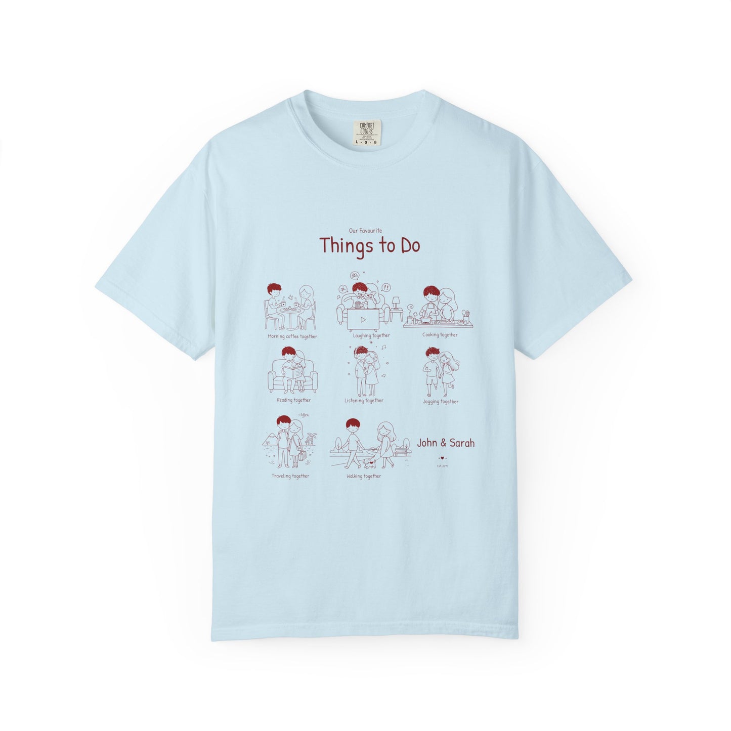 Our Favourite Things to Do Together – Personalised Valentine’s Illustration T-Shirt Gift - 14724