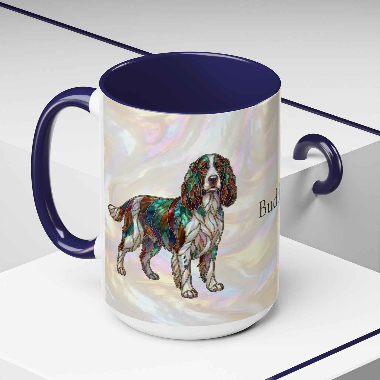 Springer Spaniel Accent Coffee Mug – Stained Glass Design 11/15oz - 14648