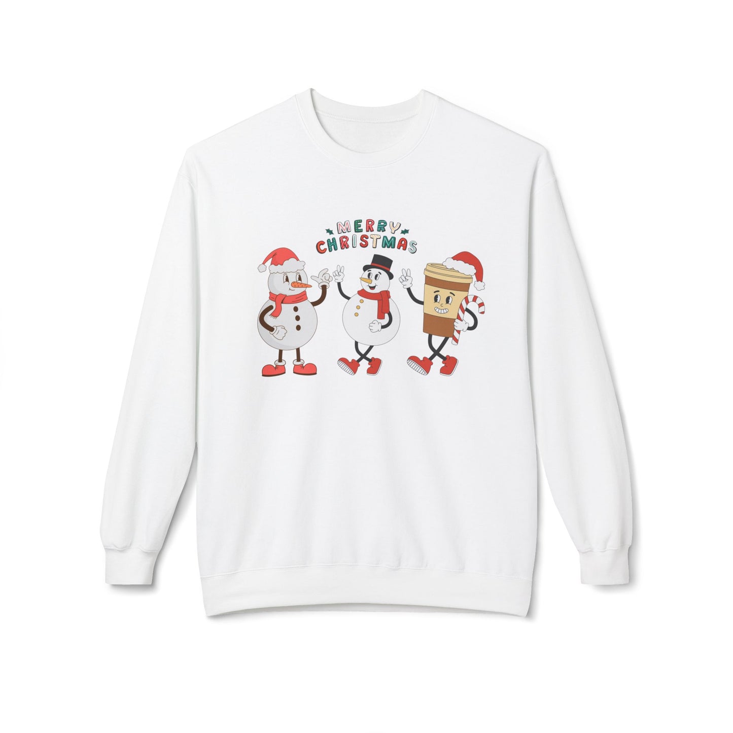 Happy Snowmen - Unisex Midweight Softstyle Fleece Crewneck Sweatshirt - 10373