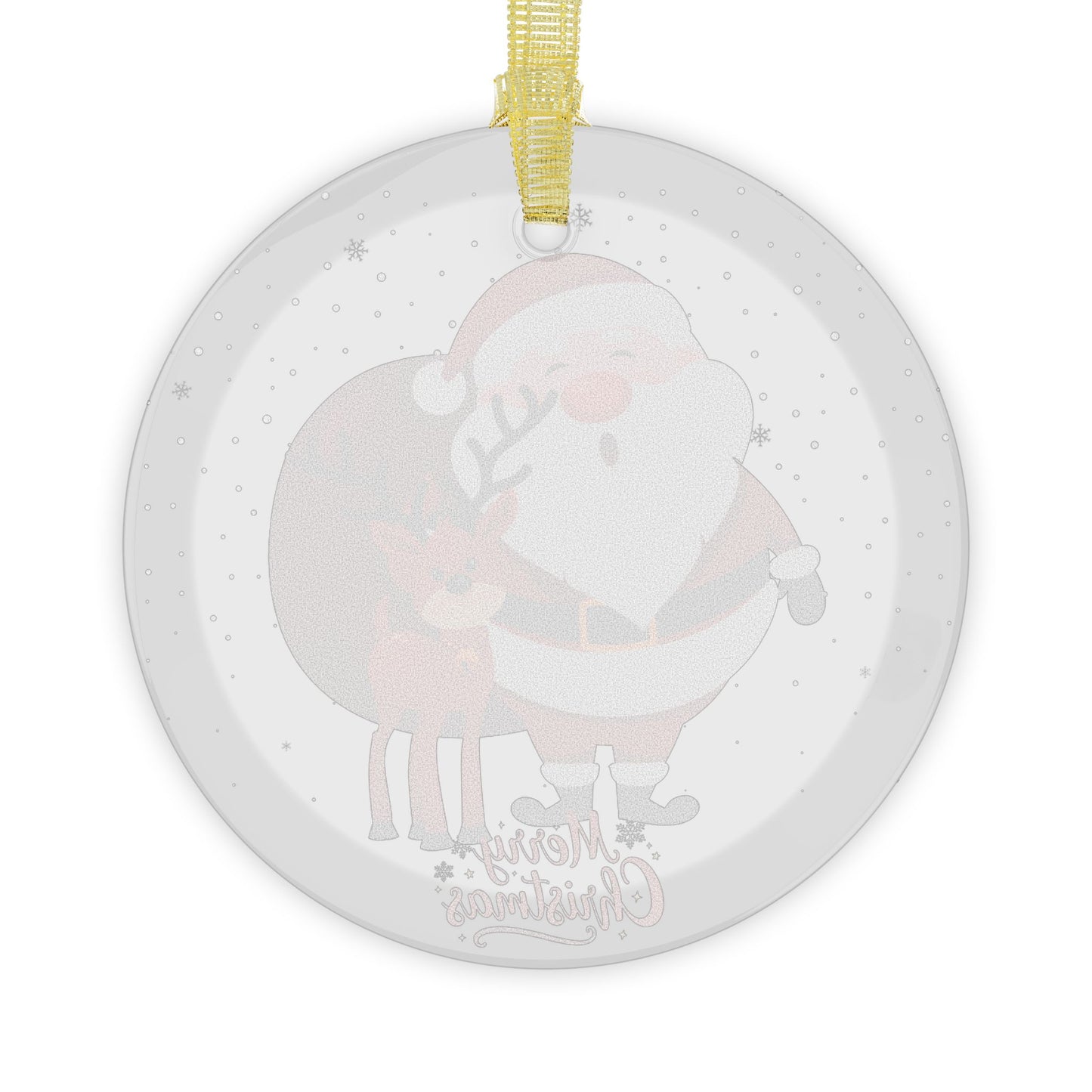 Santa & Reindeer - Glass Ornaments - 10419