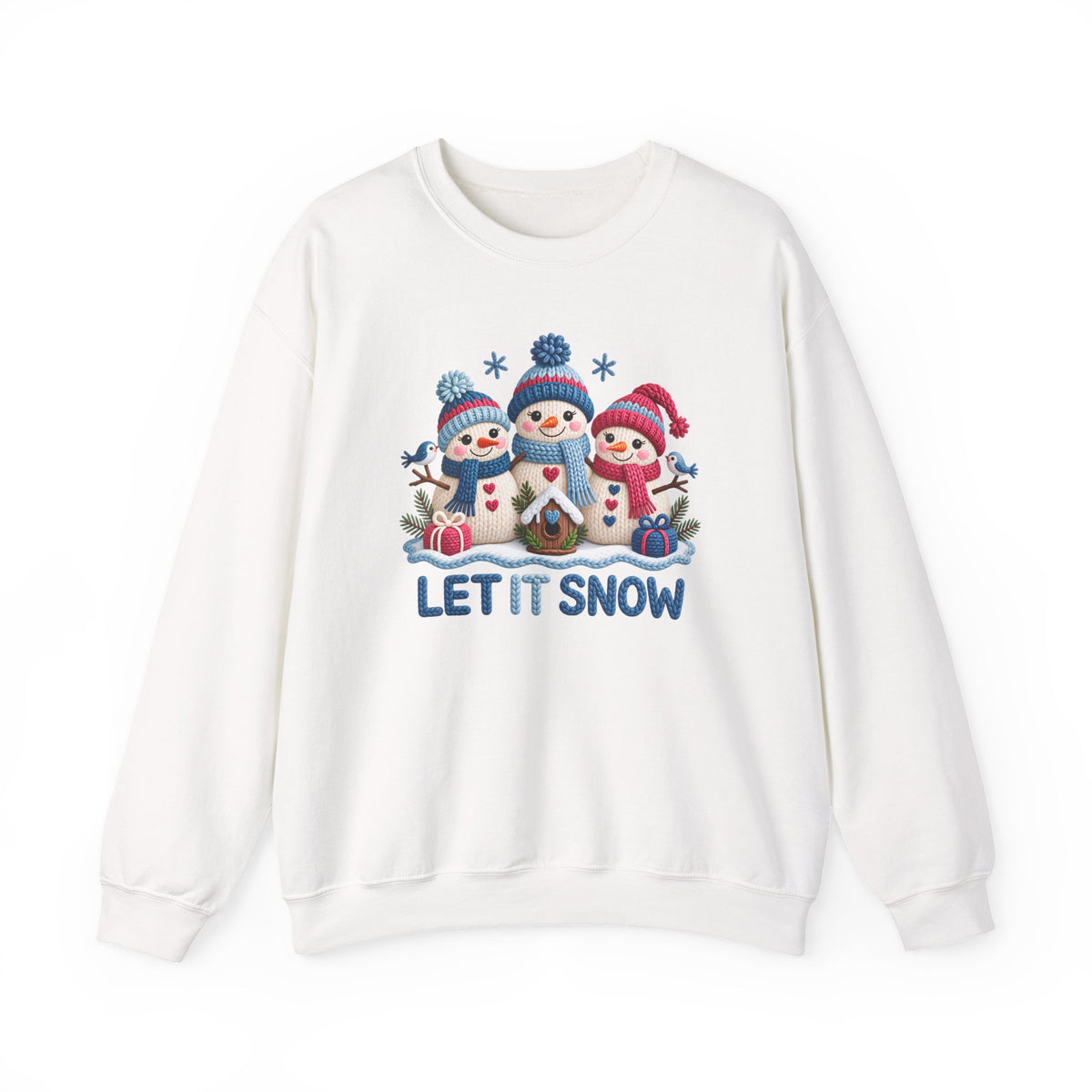 Let It Snow Sweatshirt, Cute Knitted Snowmen Christmas Crewneck - 14570