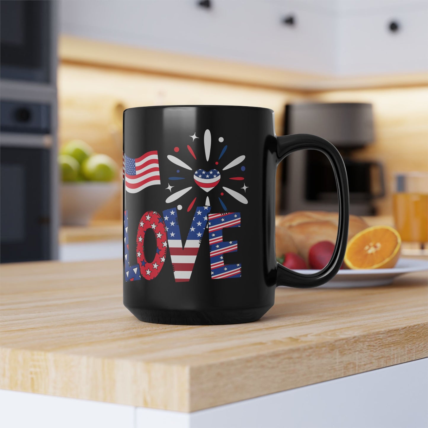 July 4, Patriotic Eagle - Black Mug (11oz, 15oz) - 10577