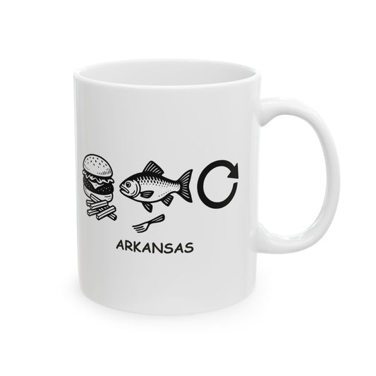 "Arkansas: Where the state motto should be ‘Eat, Fish, Repeat.’" Ceramic Mug - 13369
