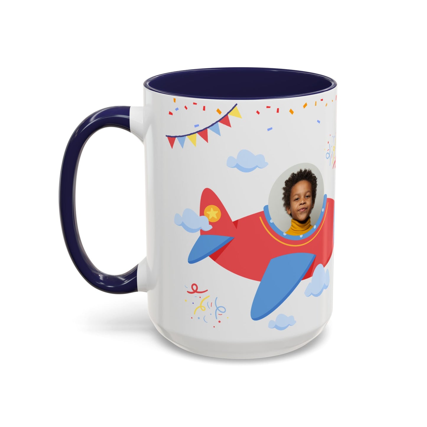 Happy 6th Birthday to A Boy Pilot, Details Customizable - Accent Coffee Mug (11, 15oz) - 11233