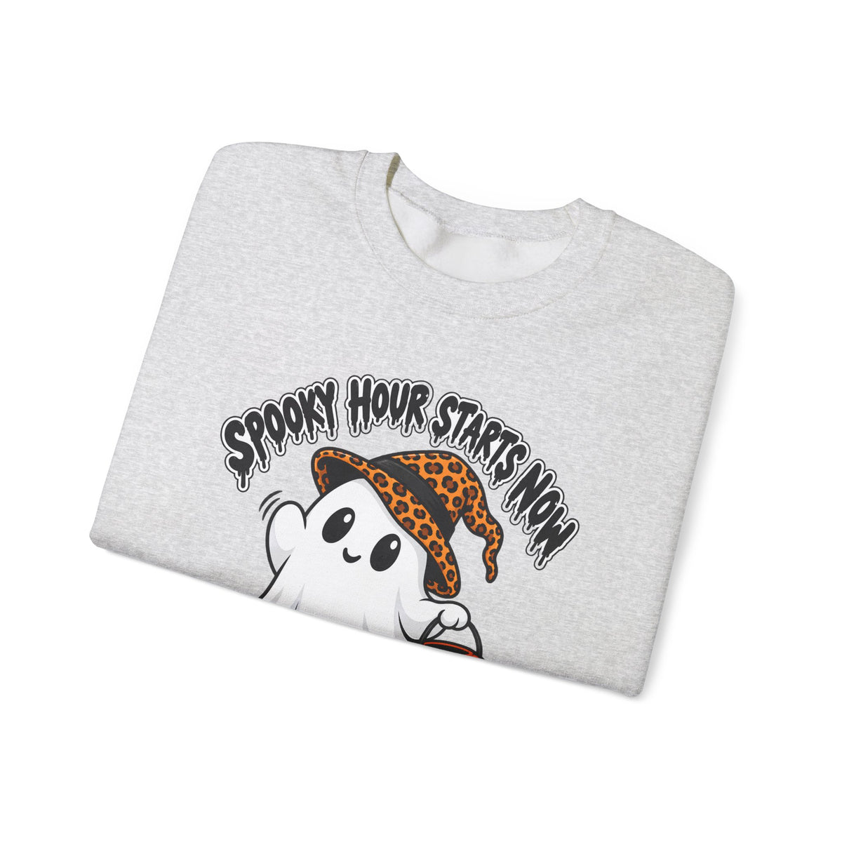Spooky Hour Starts Now Sweatshirt, Cute Halloween Ghost Crewneck - 14536