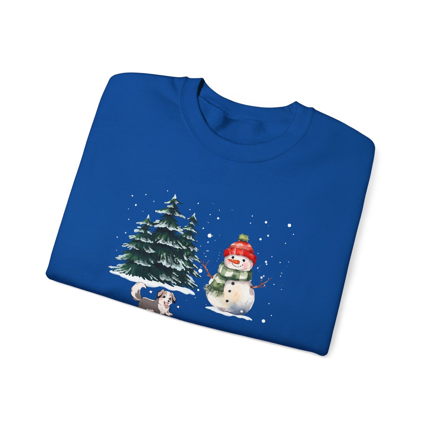 Winter Trees, Snowman, Puppy - Unisex Heavy Blend™ Crewneck Sweatshirt - 10260