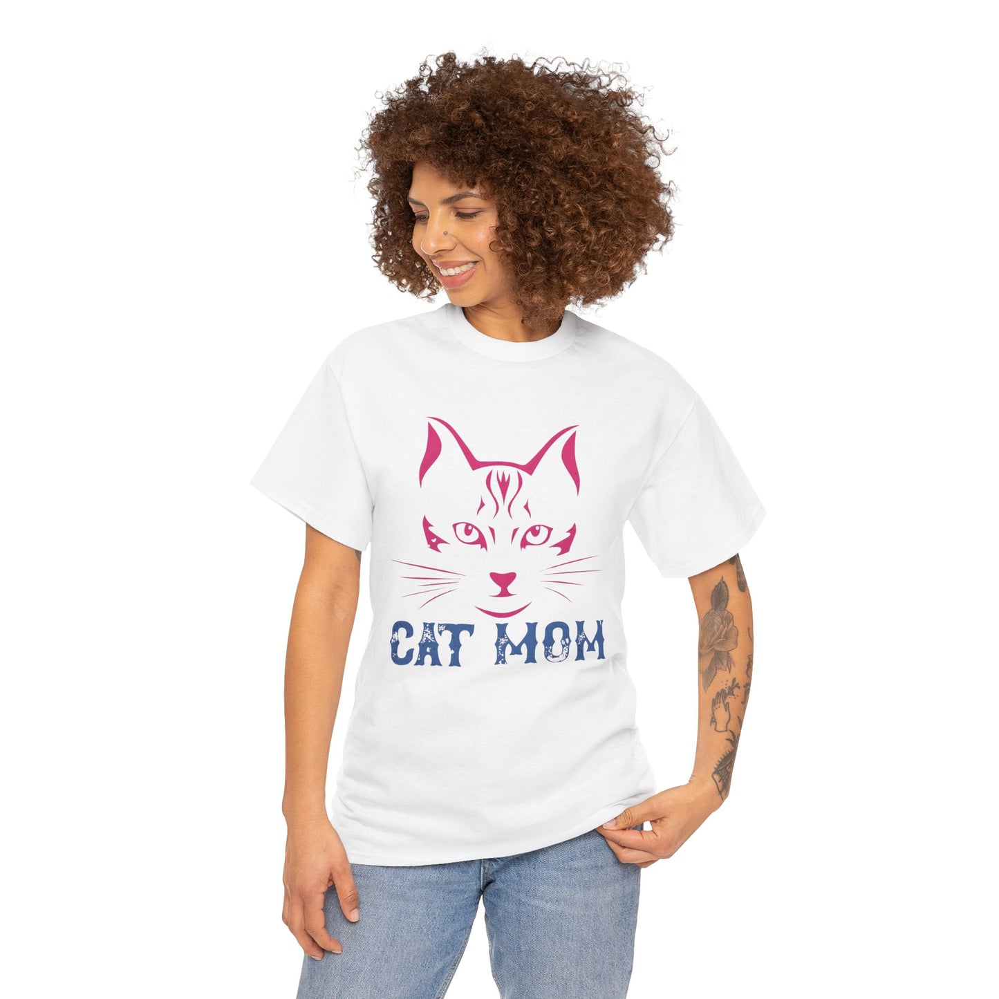 Cat Mom T-Shirt – Cute Cat Face Graphic Tee for Cat Lovers - 14882