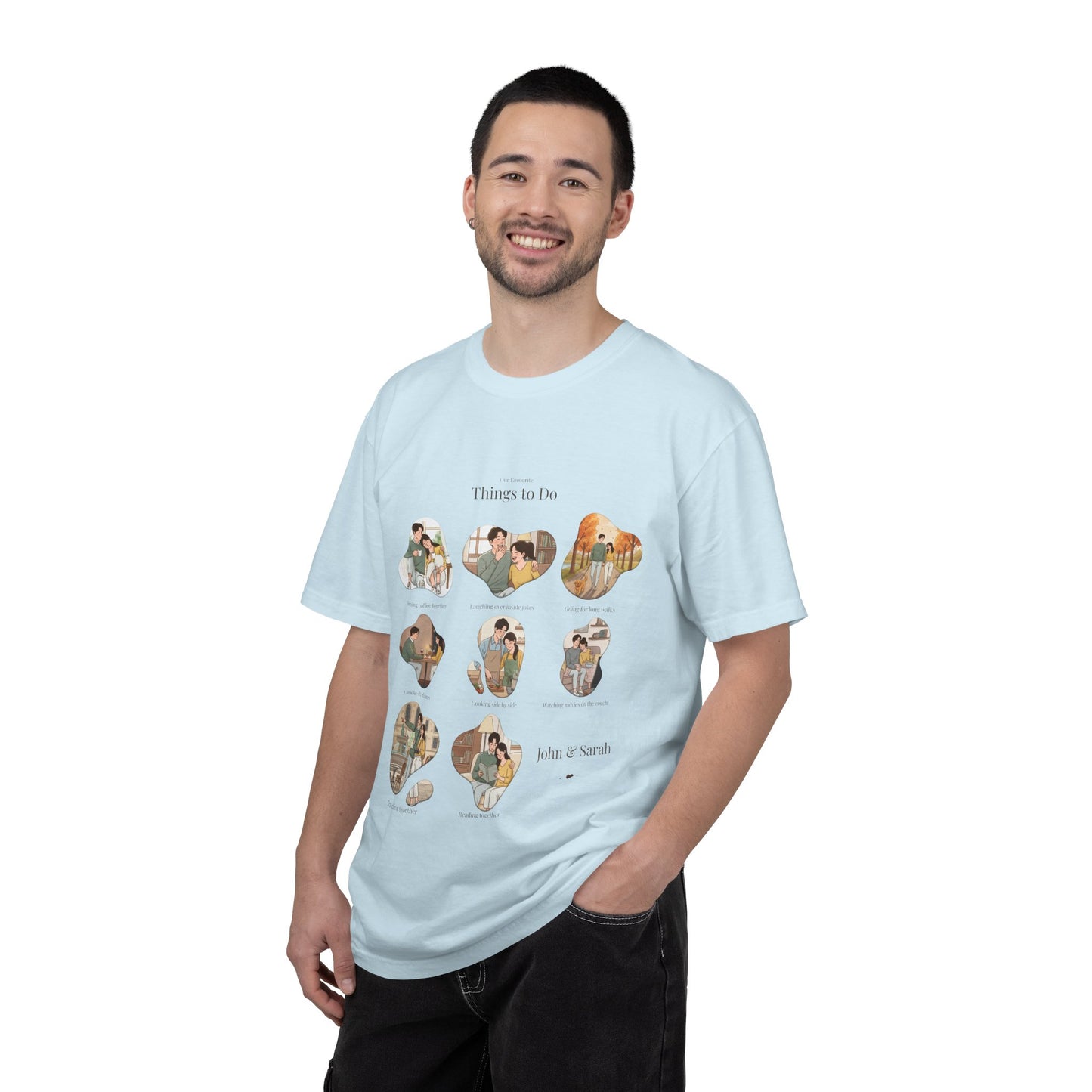 Our Favourite Things to Do Together – Personalised Valentine’s Illustration T-Shirt Gift - 14721