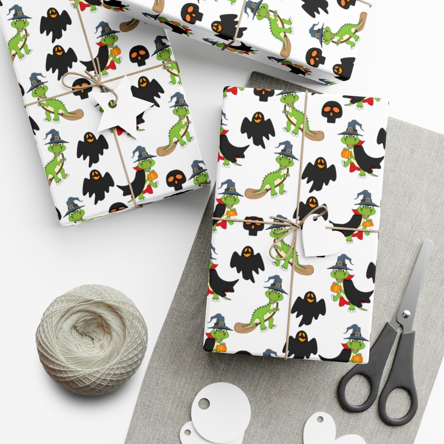 Green Dinosaur Witch  - Gift Wrap Papers - 13989