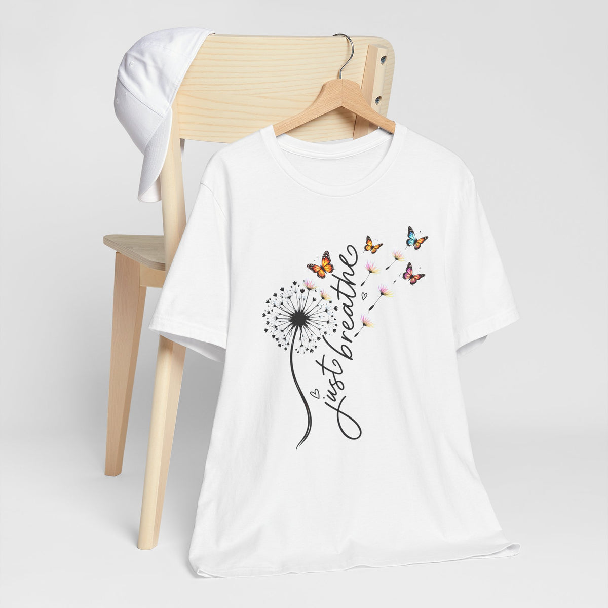 Just Breathe Dandelion T-Shirt,  Butterfly Inspirational Tee - 14519