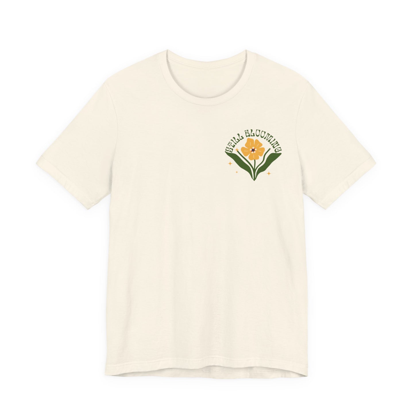 Still Blooming Floral T-Shirt, Retro Yellow Flower Graphic Tee  - 14957