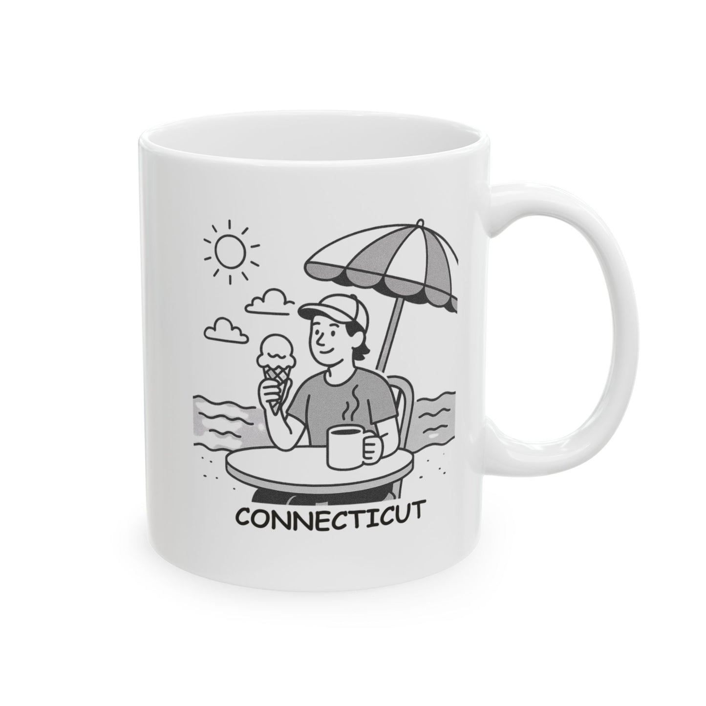 "In Connecticut, we like our summers like we like our coffee—hot and full of ice cream." Ceramic Mug - 13884