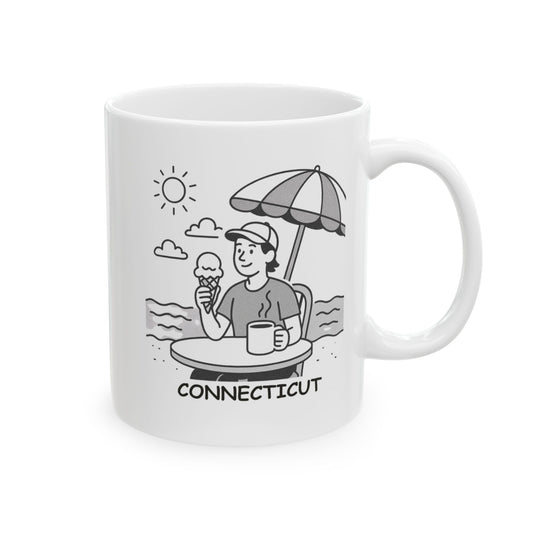 "In Connecticut, we like our summers like we like our coffee—hot and full of ice cream." Ceramic Mug - 13884
