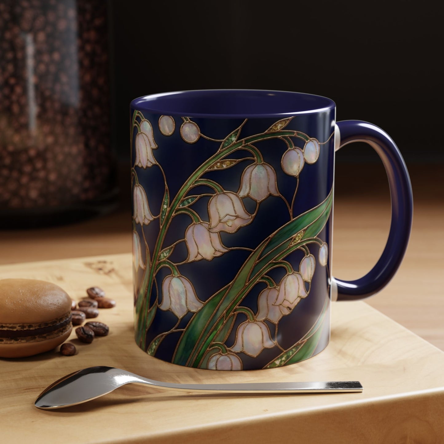Lily of the Valley Floral Accent Coffee Mug — Stained Glass Design 11/15oz - 14596