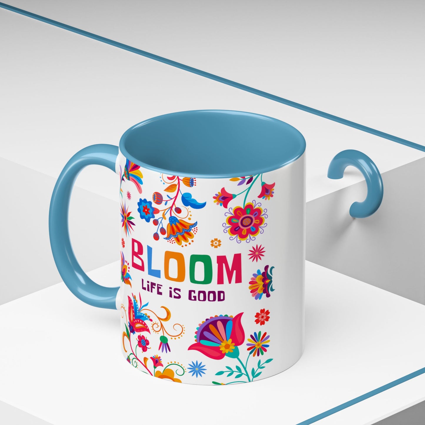 Colorful Floral Accent Coffee Mug - Bloom Life is Good - 14082