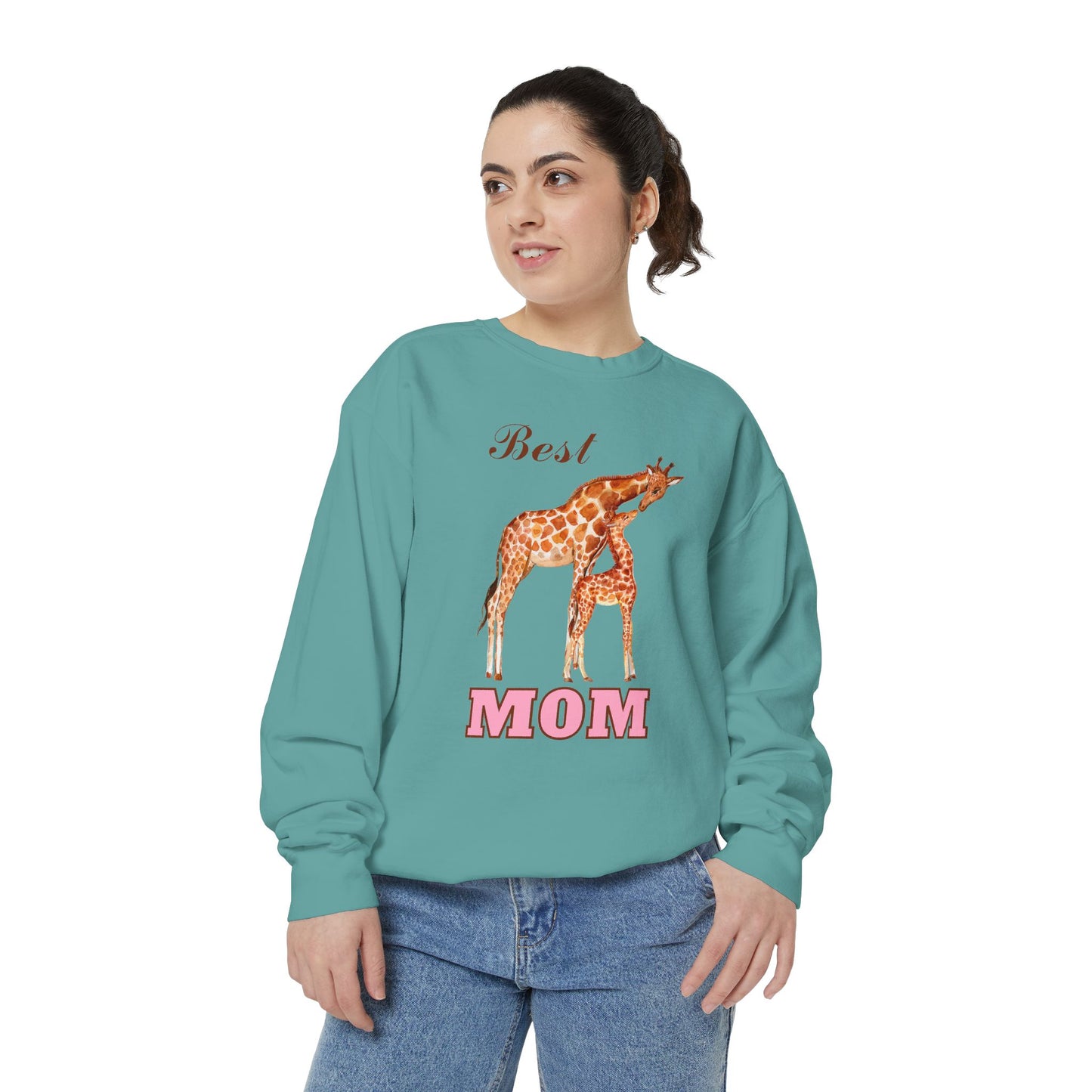 Best Mom Giraffe Design Unisex Garment-Dyed Sweatshirt - 11892