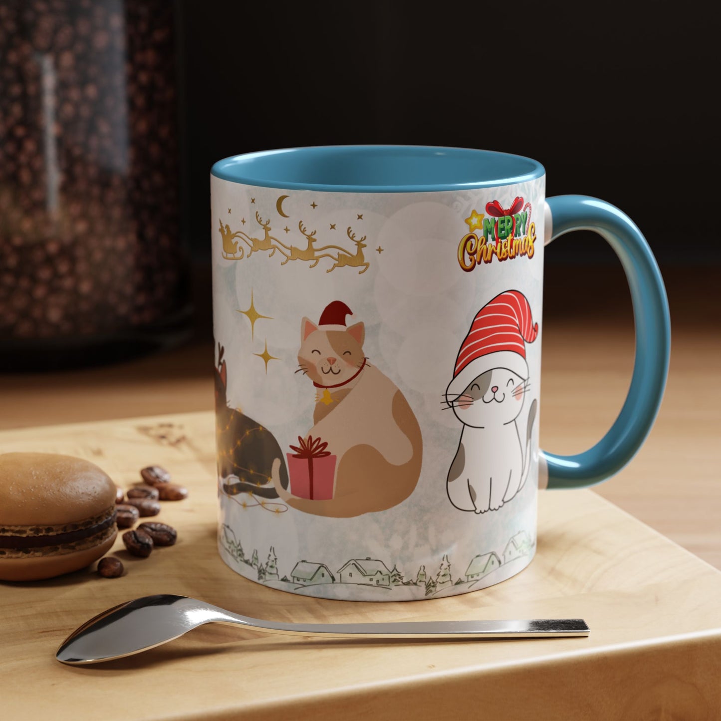 Merry Christmas, Cats - Accent Coffee Mug (11, 15oz)