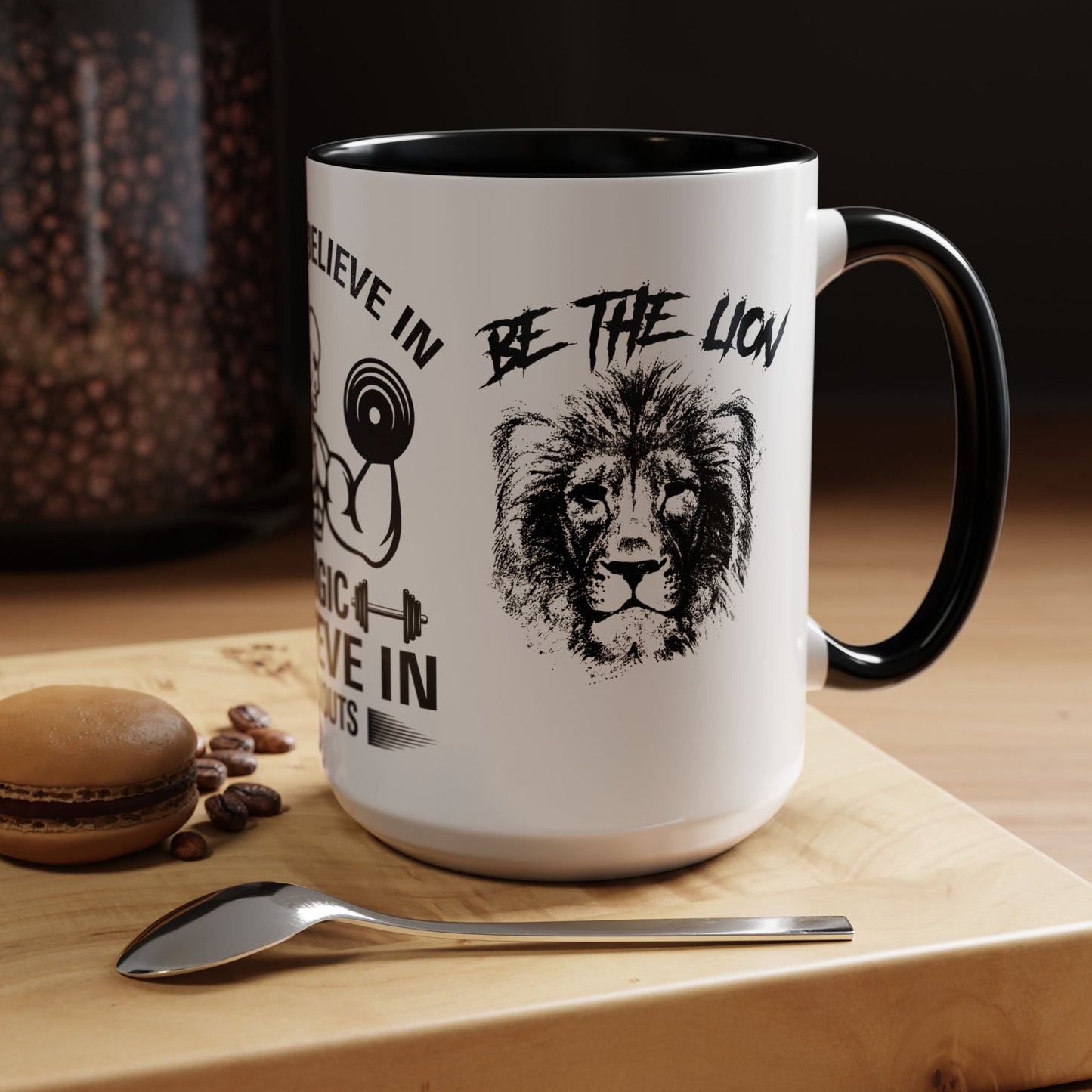 I Don't Believe in Magic, I Believe in Workouts - Accent Coffee Mug (11, 15oz)