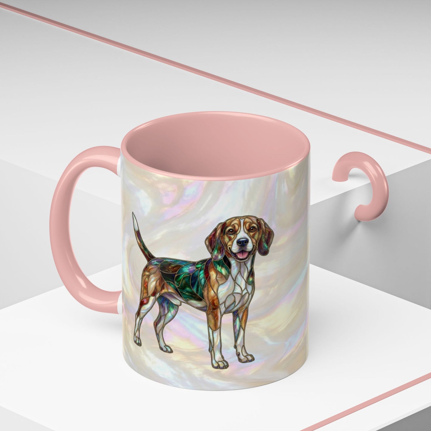 Beagle Accent Coffee Mug — Stained Glass Design (11/15oz) - 14615