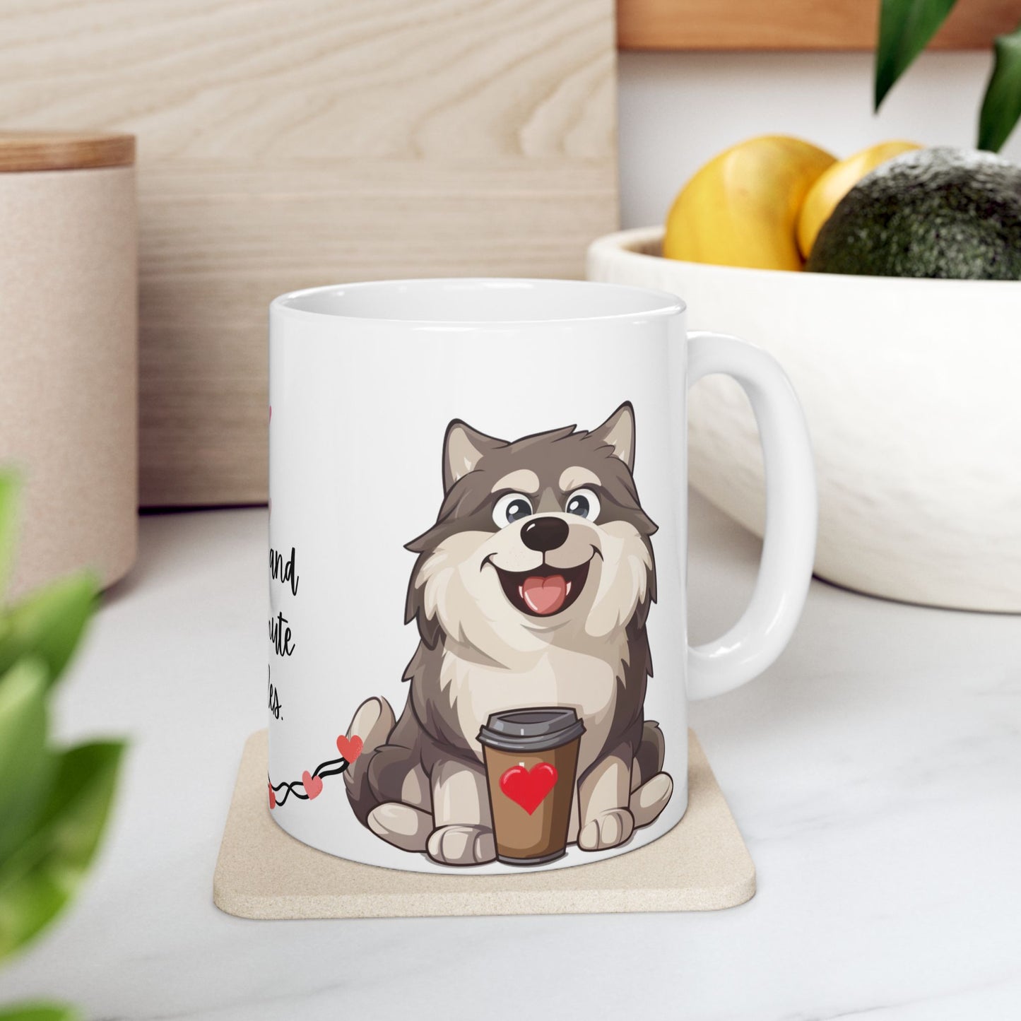 Coffee and Malamute Cuddles - Ceramic Mug, (11oz, 15oz) - 10649