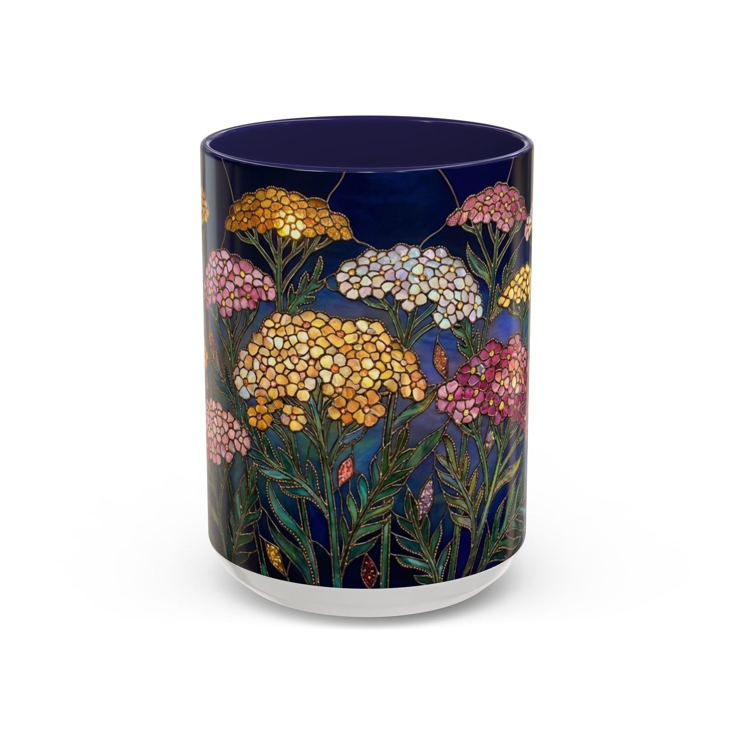 Yarrow Floral Accent Coffee Mug — Stained Glass Design (11/15oz) - 14590