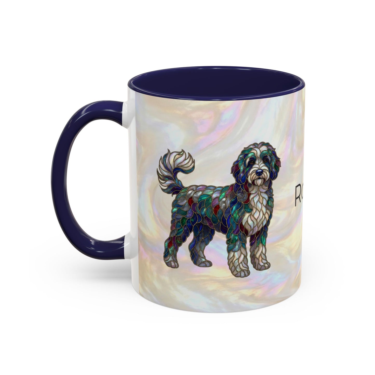 Portuguese Water Dog Accent Coffee Mug — Stained Glass Design (11/15oz) - 14655