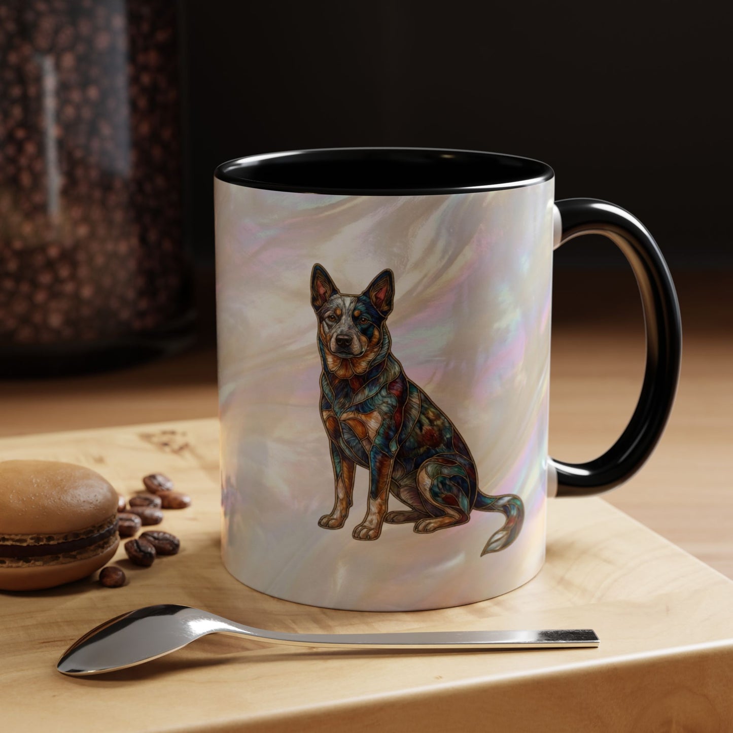 Australian Cattle Dog Accent Mug — Stained Glass Design (11/15oz) - 14613