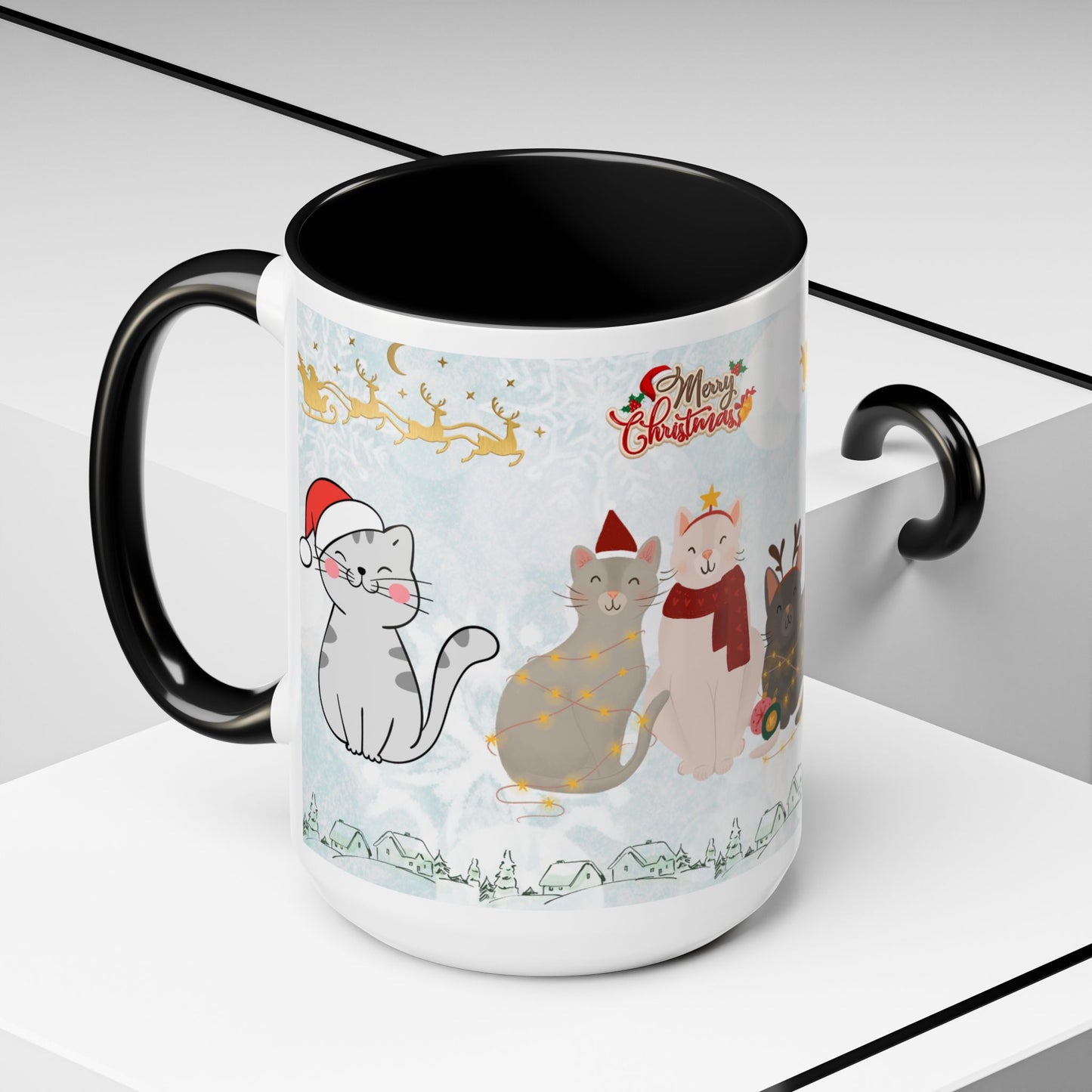 Merry Christmas, Cats - Accent Coffee Mug (11, 15oz)