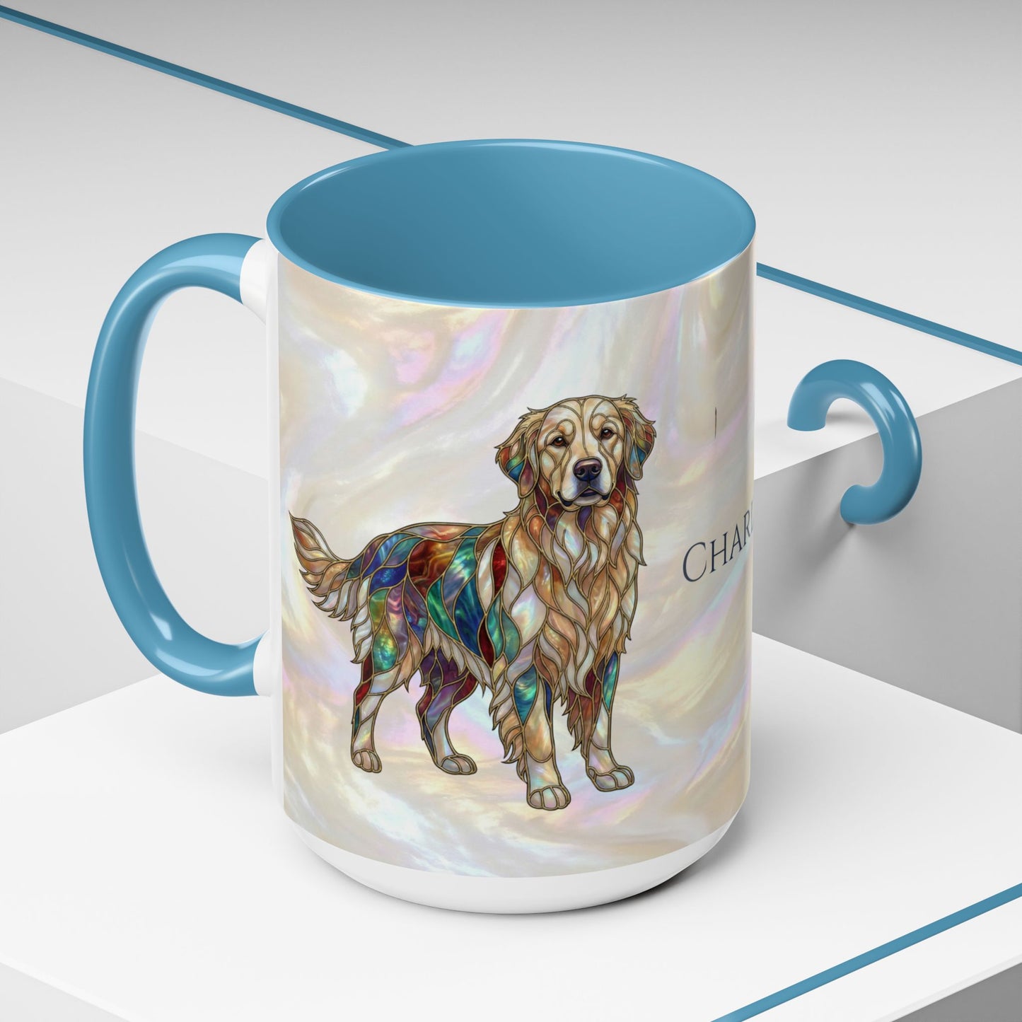 Personalized Golden Retriever Coffee Mug - Stained Glass Design 11/15oz - 14534