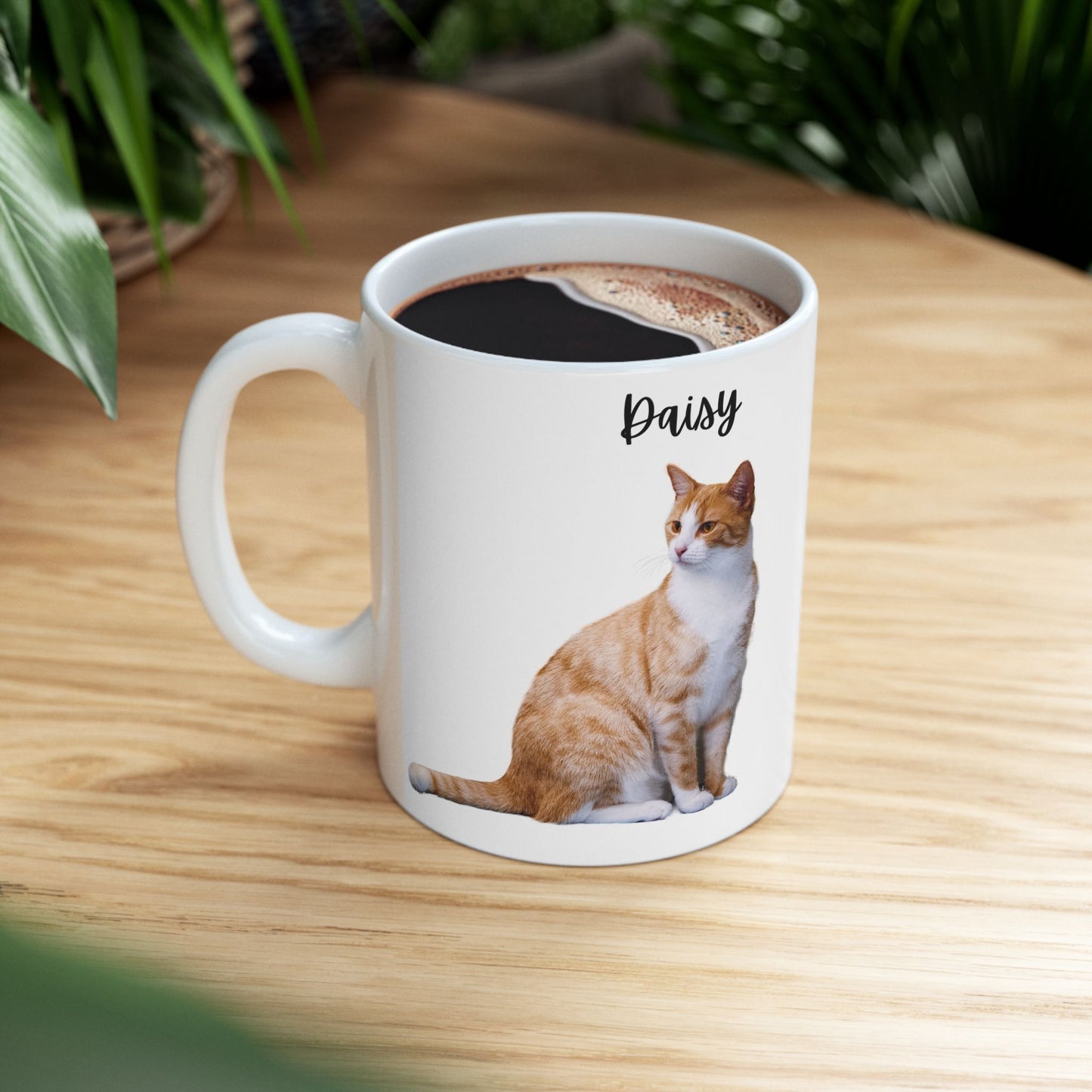 Personalized Cat Design Ceramic Mug, Custom Pet Mug, Gift for Cat Lovers, Cat Owner Coffee Cup, Cute Animal Mug - 14201