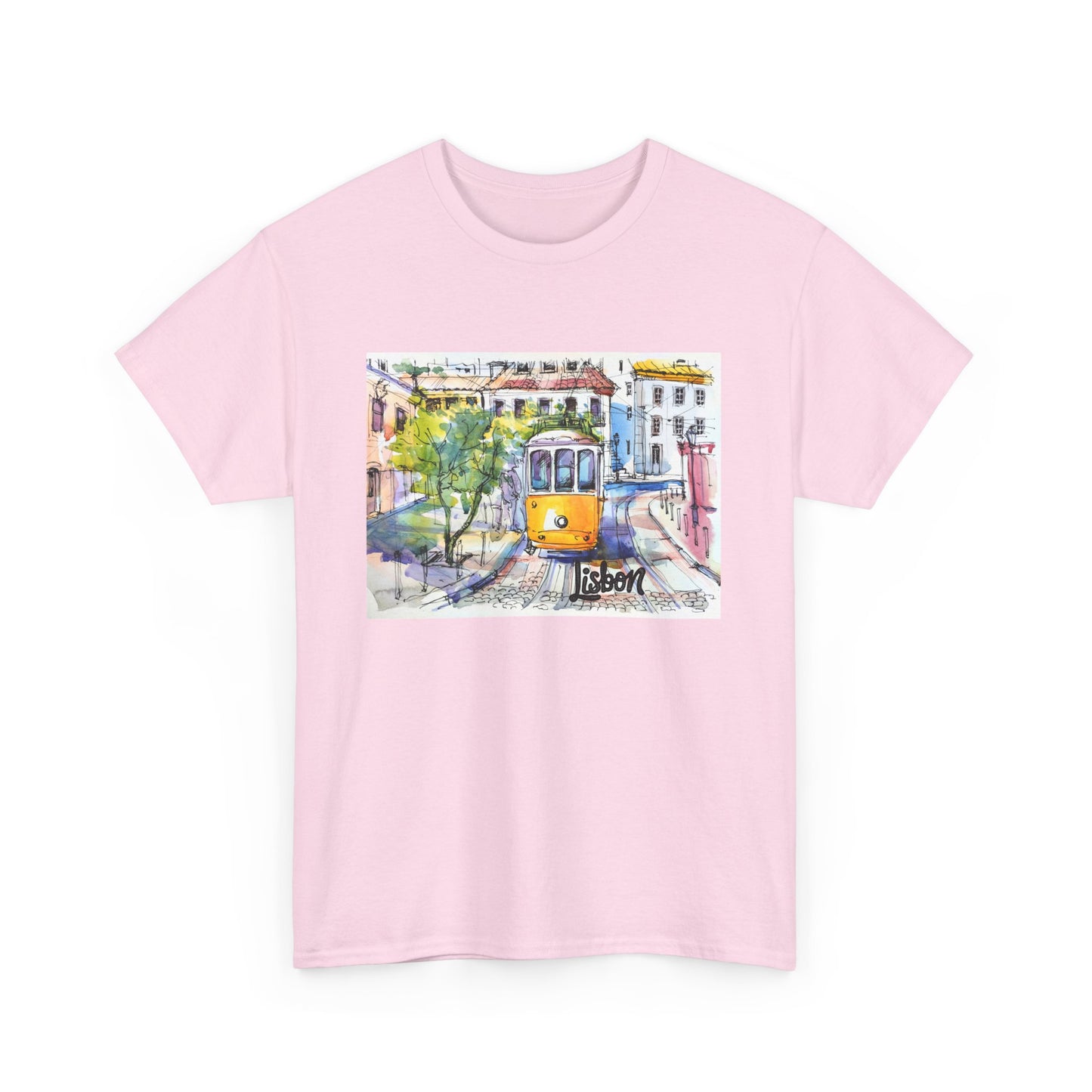 Lisbon Tram Unisex Heavy Cotton Tee - 12134