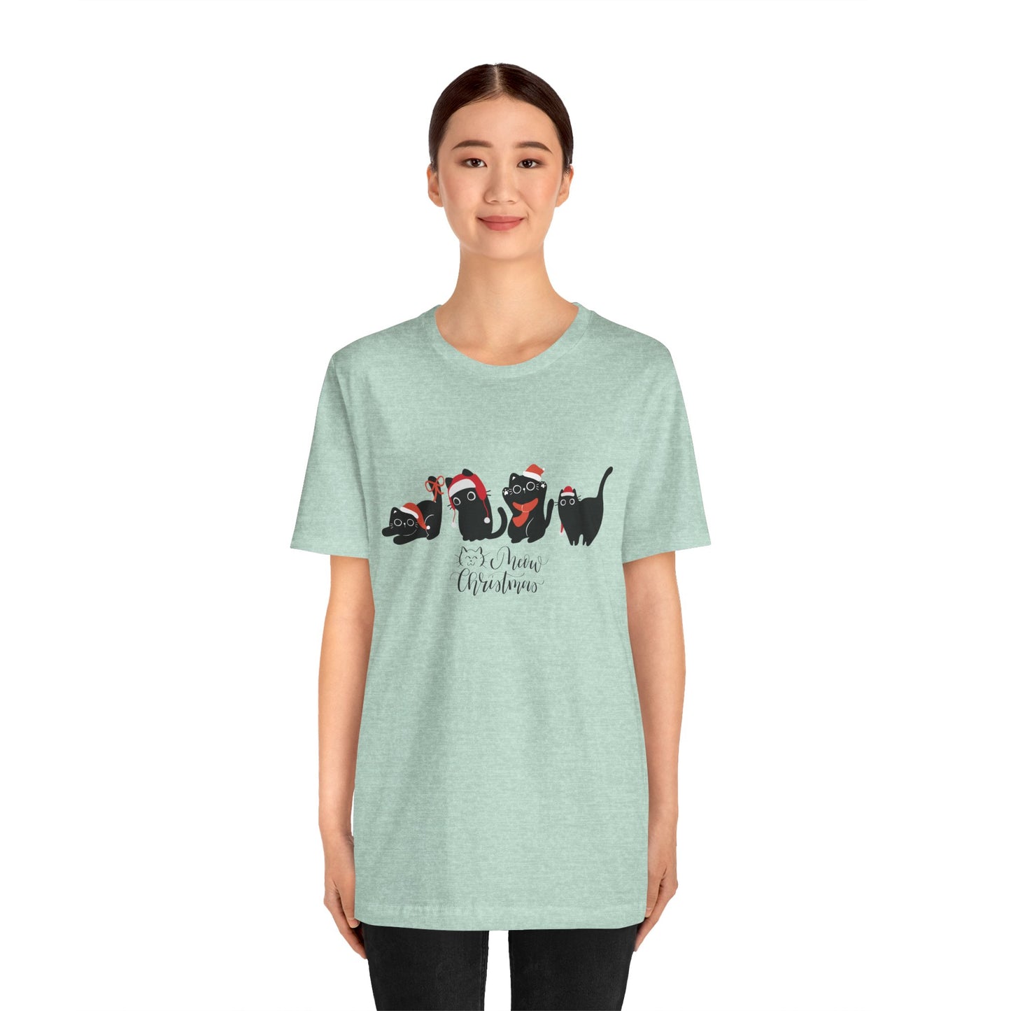 Black Cats, Meow Christmas - Unisex Jersey Short Sleeve Tee - 10076