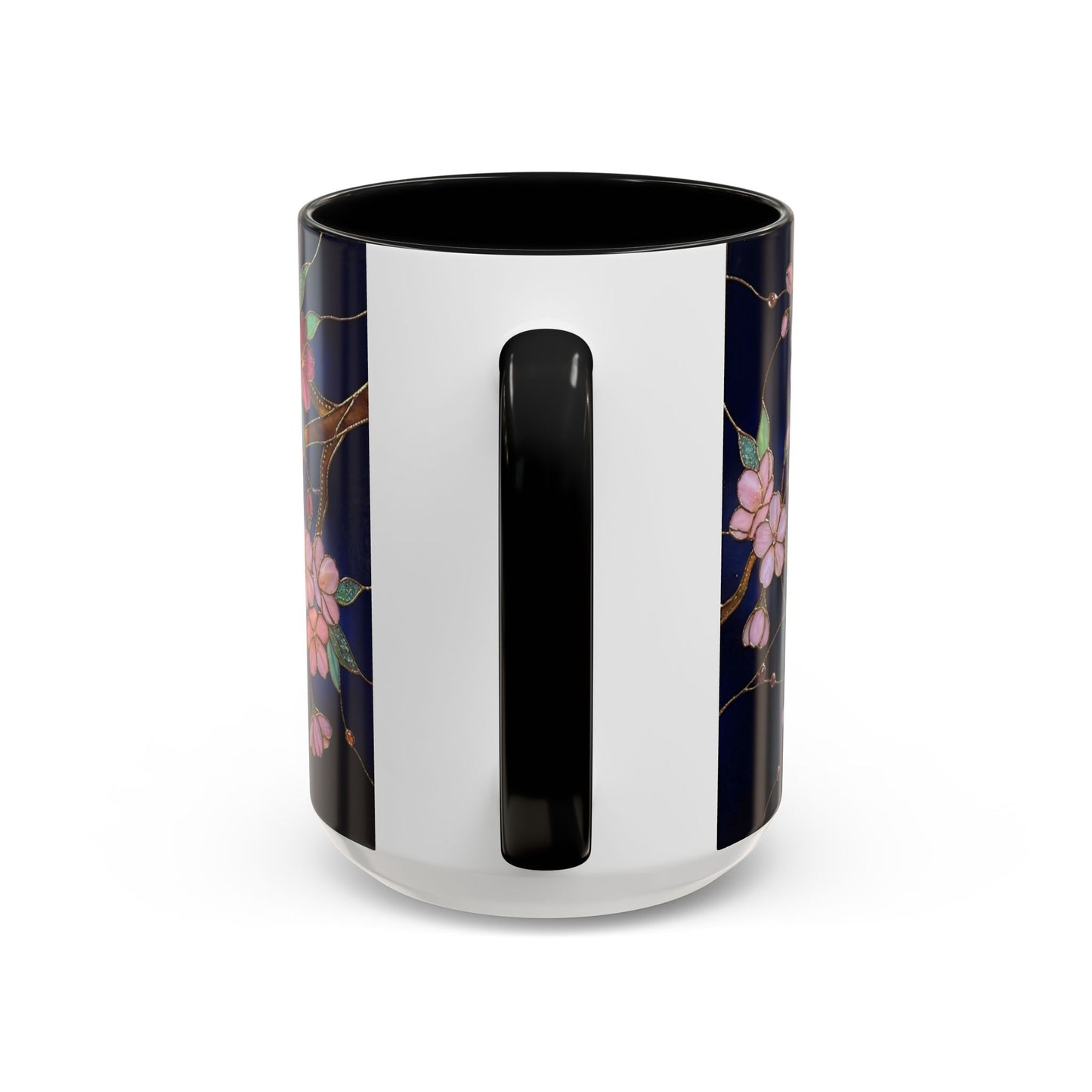 Cherry Blossom Accent Coffee Mug — Stained Glass Design 11/15oz - 14560