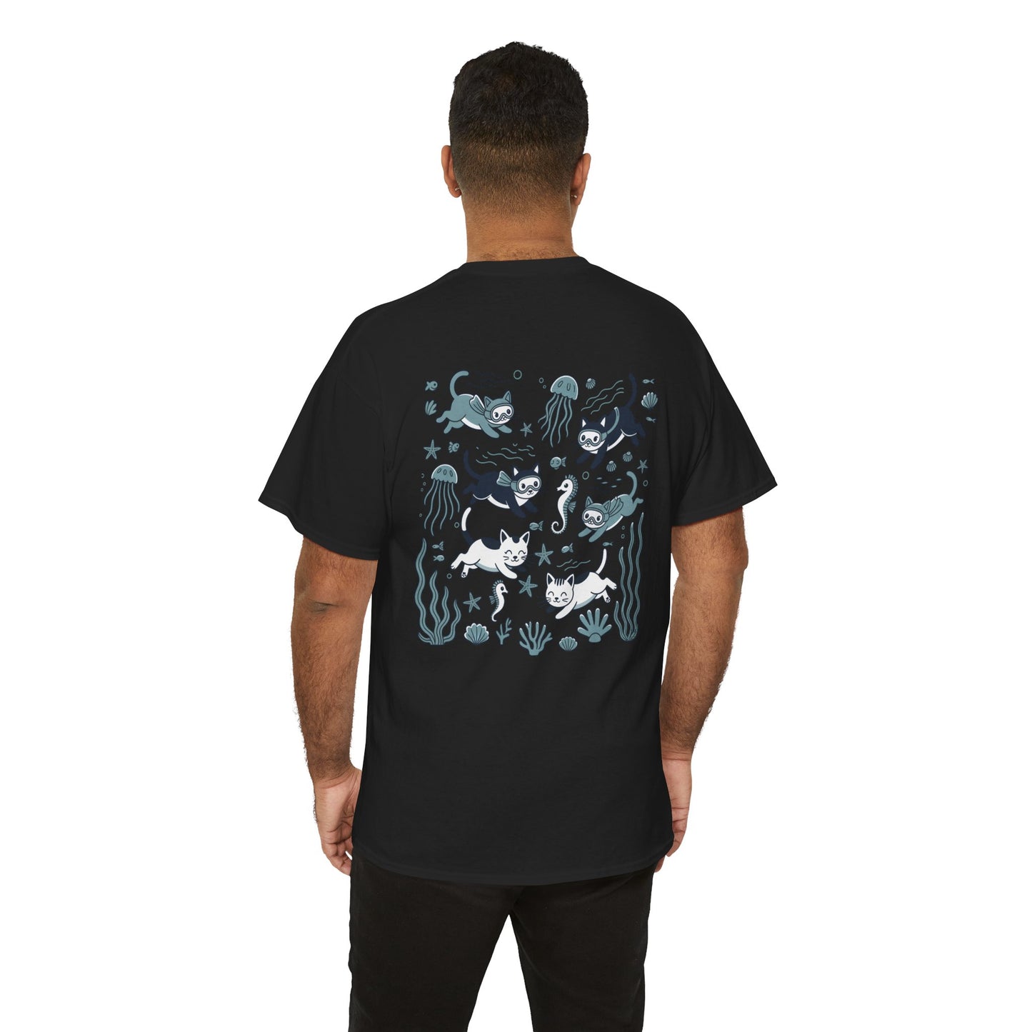 Sea Cats T-Shirt — Cute Underwater Cat Graphic Tee, Ocean Cat Lover Gift - 14869