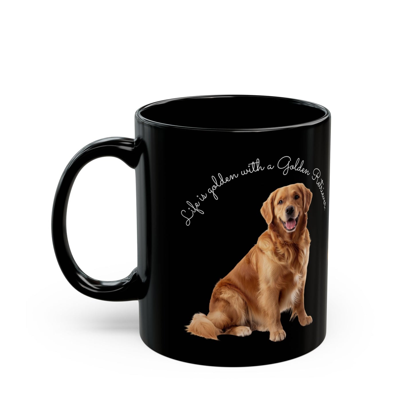 Golden Retriever, Customizable - Ceramic Black Mug (11oz, 15oz) - 10459