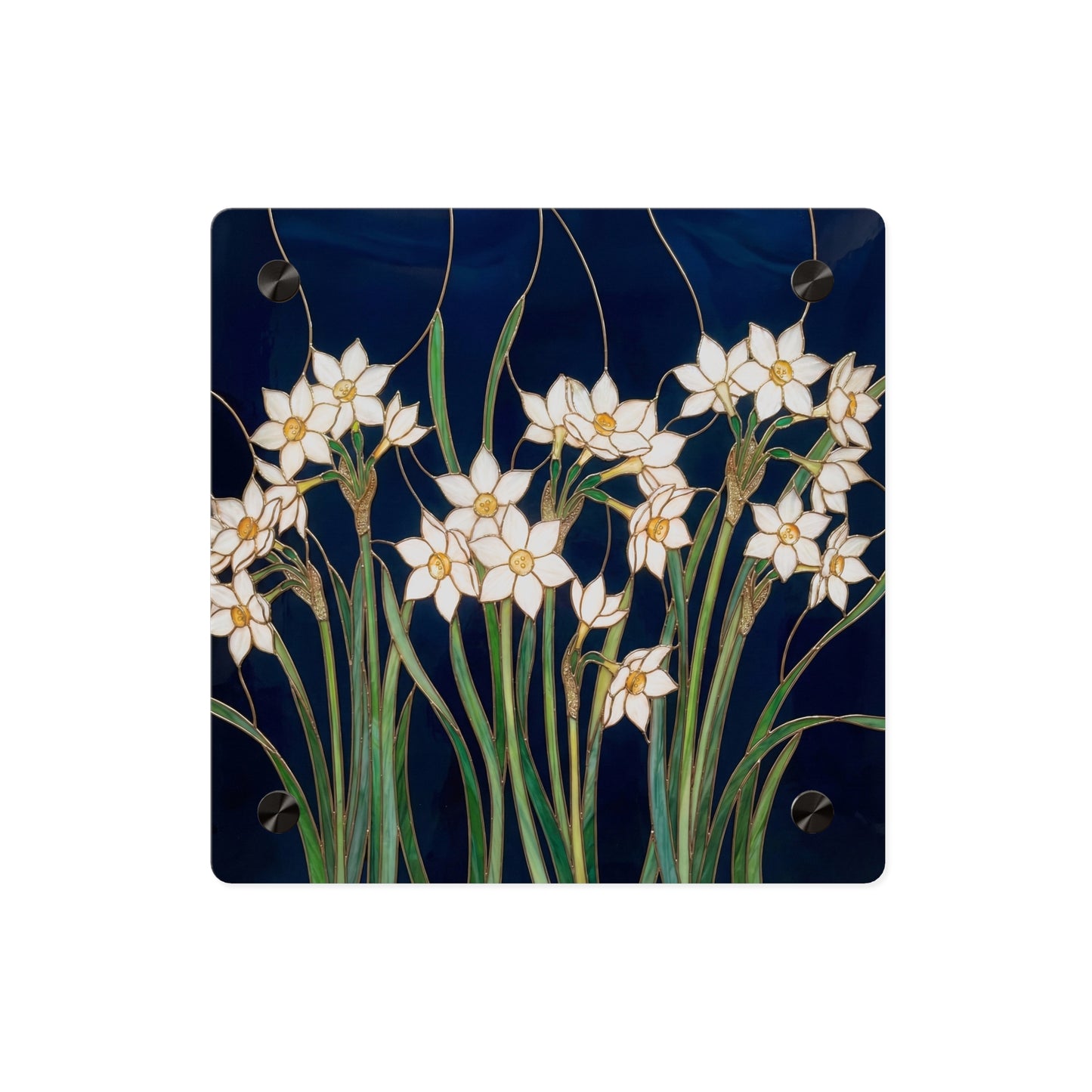 Whitepaper Narcissus Acrylic Wall Art Panel — (Floral Modern Decorative Plaque) - 14598