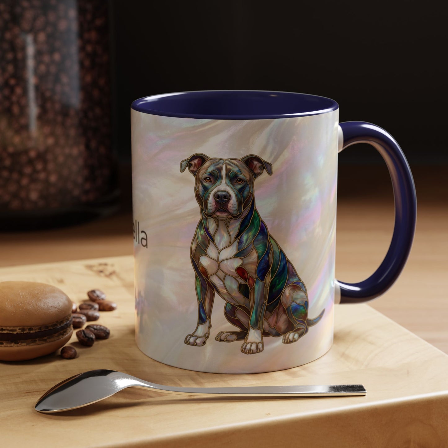 Pitbull Dog Accent Coffee Mug — Stained Glass Design (11/15oz) - 14536