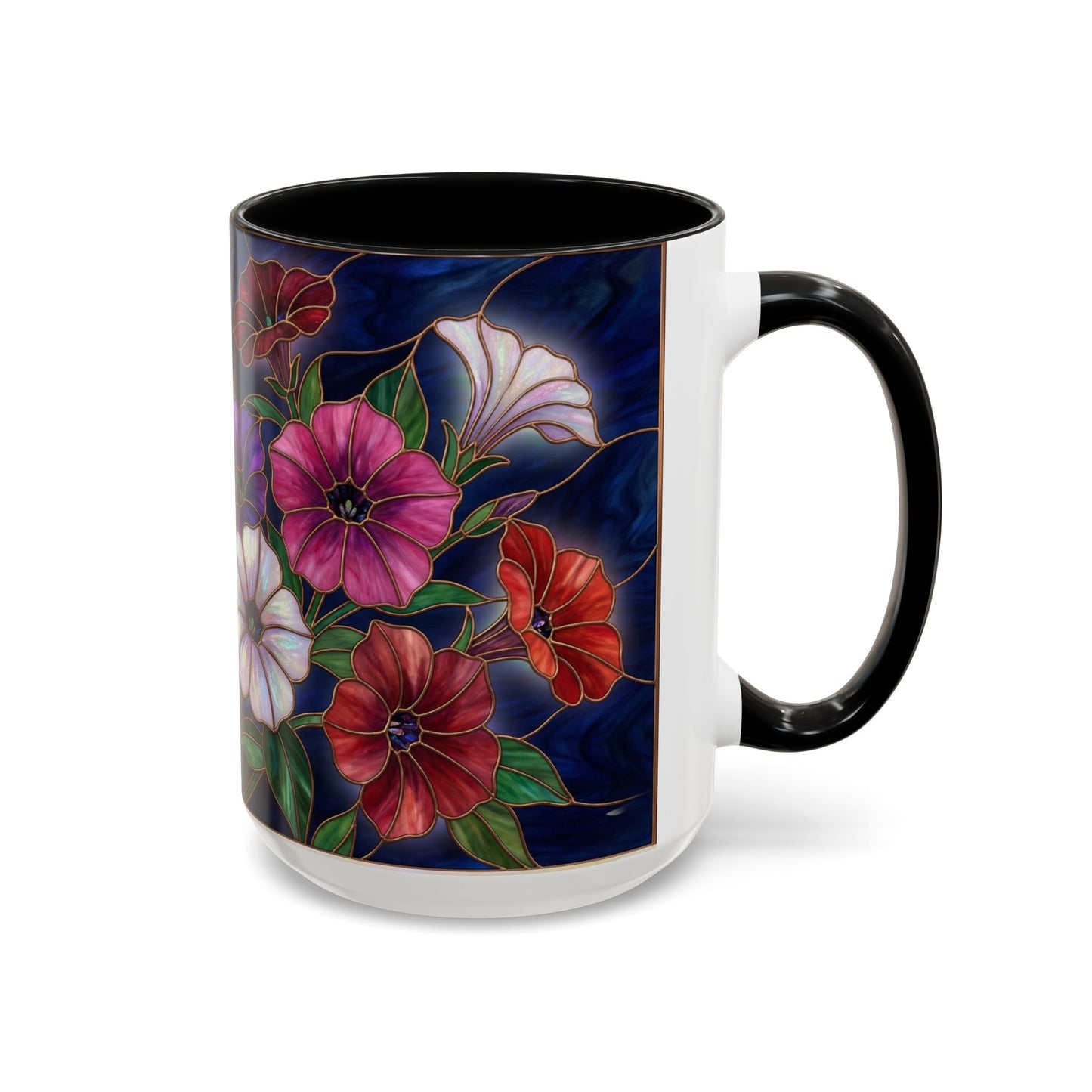 Petunia Floral Accent Coffee Mug – Stained-Glass  Design (11/15oz) - 14581
