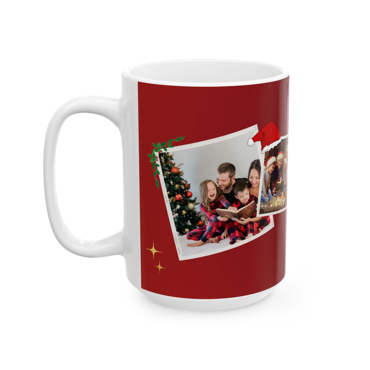 Happy Christmas, Family Photo, Customizable - Ceramic Mug, (11oz, 15oz) - 10929