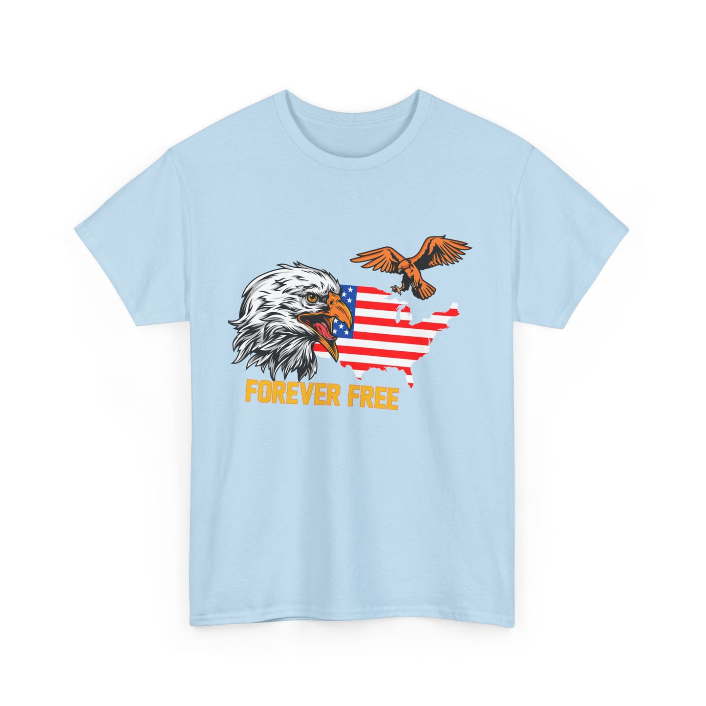 Unisex Heavy Cotton Tee with "Forever Free" Design - Perfect for Patriotic Events, July 4th Celebrations, Gifts, Summer Wear, Casual Outfits - 13692