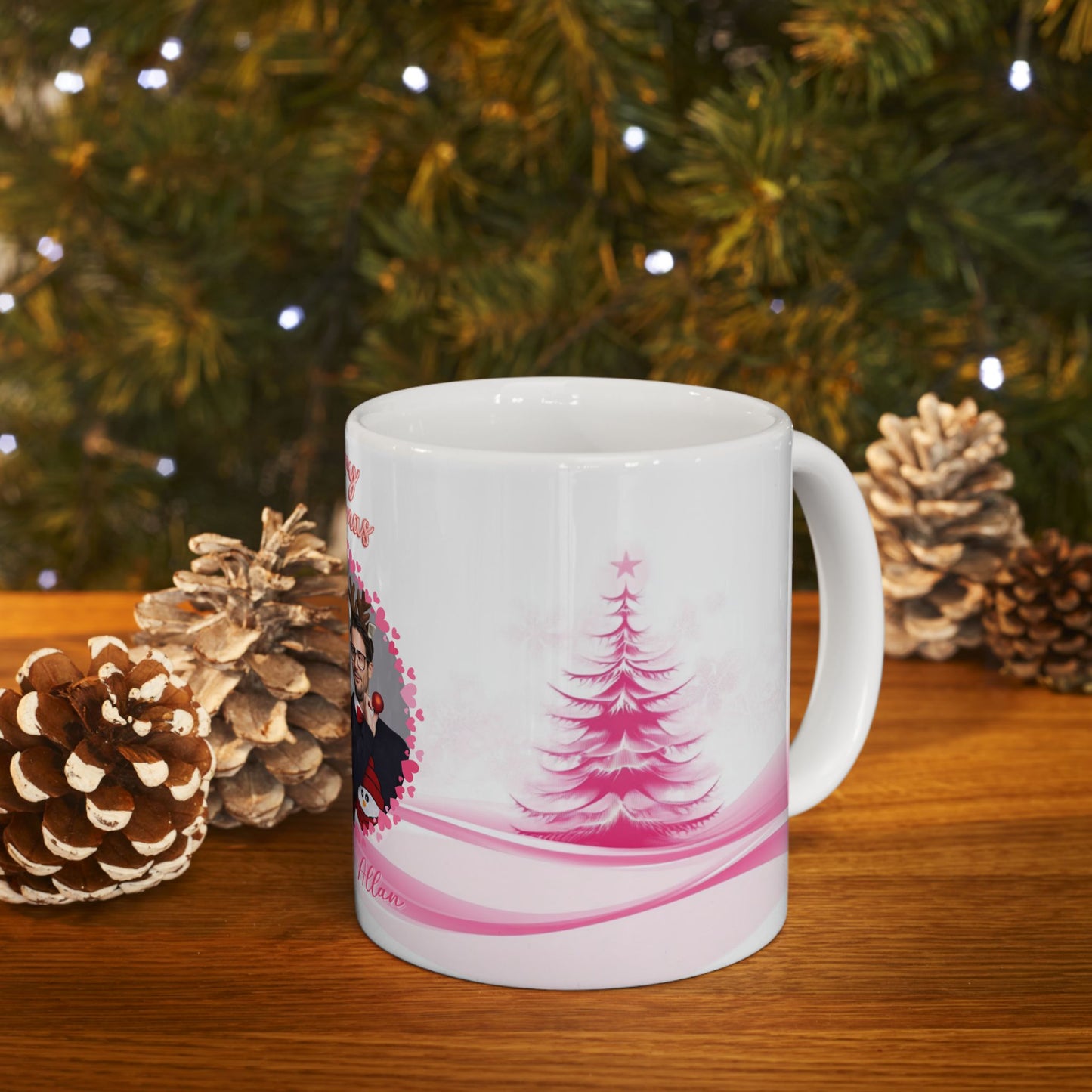 Sophia & Allan, Merry Christmas, For Couple, Customizable -  Ceramic Mug, (11oz, 15oz) - 10151