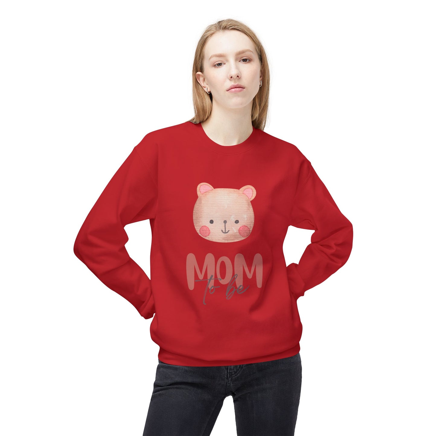 Mom To Be Bear Sweatshirt | Unisex Midweight Fleece Crewneck - 11840