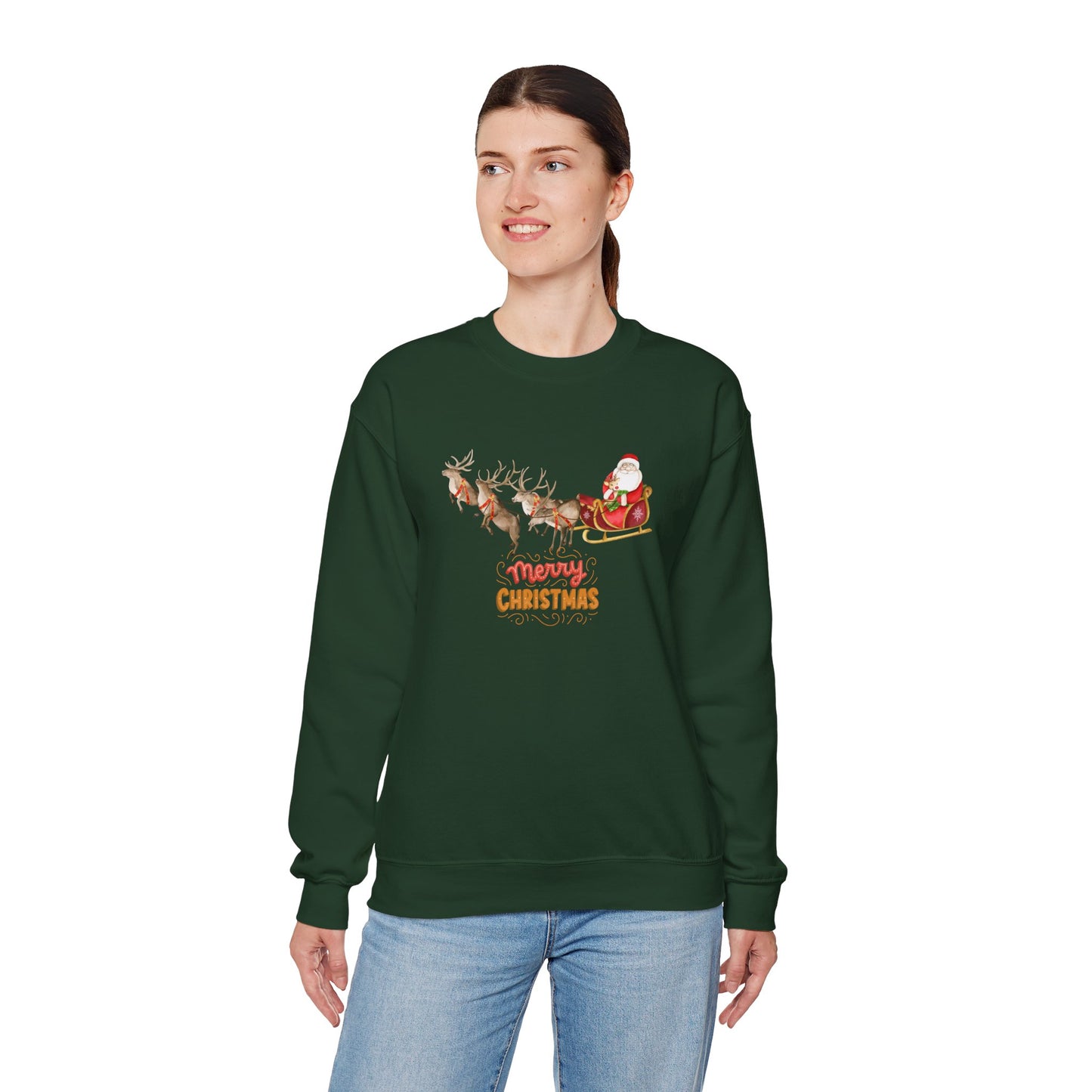 Santa & Reindeers - Unisex Heavy Blend™ Crewneck Sweatshirt - 10011