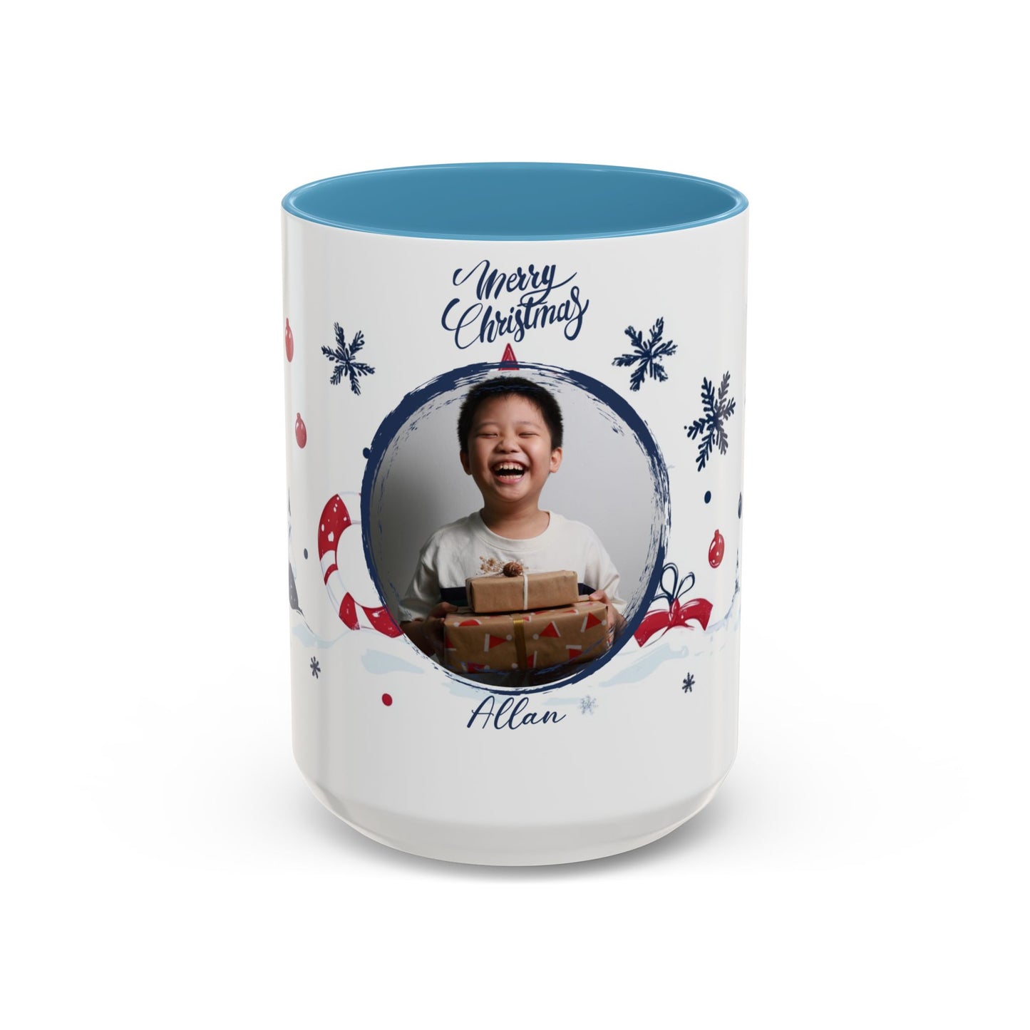 Allan, Merry Christmas, For Boys, Customizable - Accent Coffee Mug (11, 15oz) - 10145