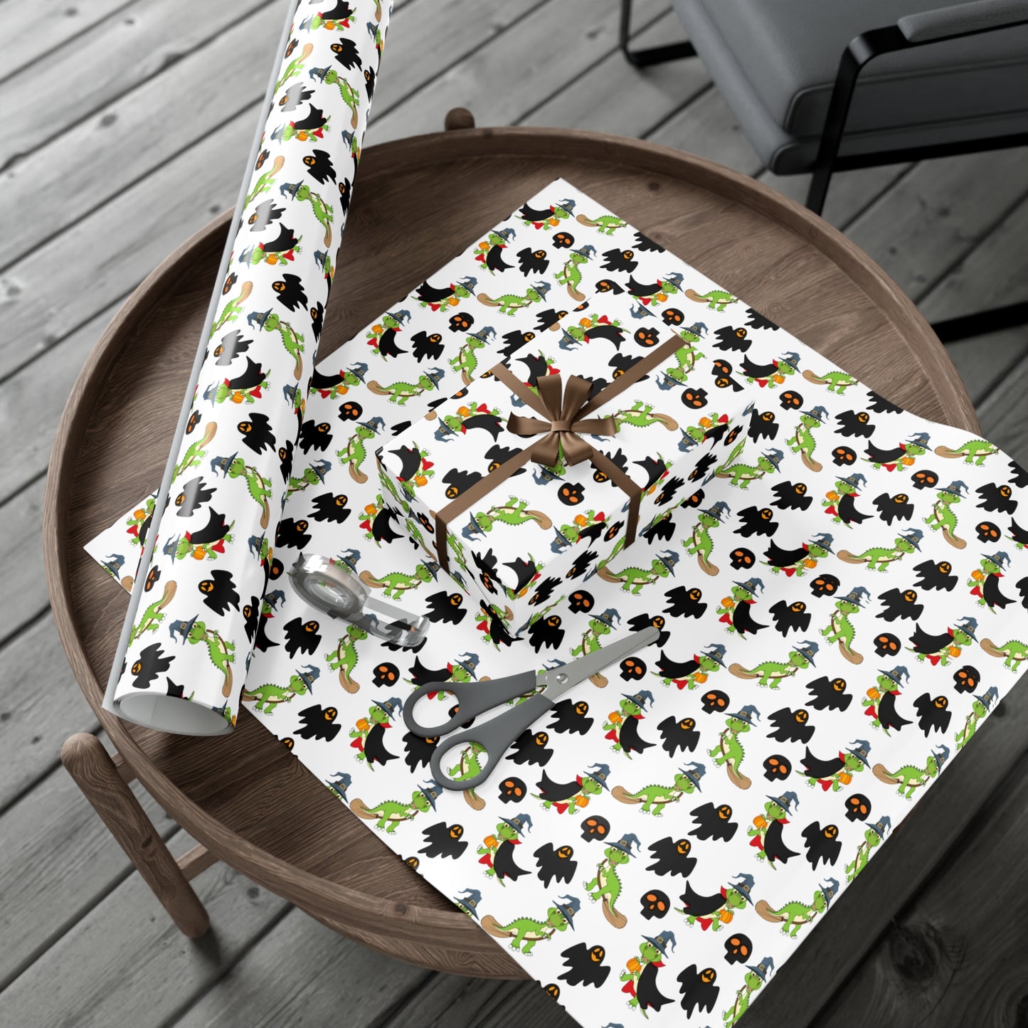 Green Dinosaur Witch  - Gift Wrap Papers