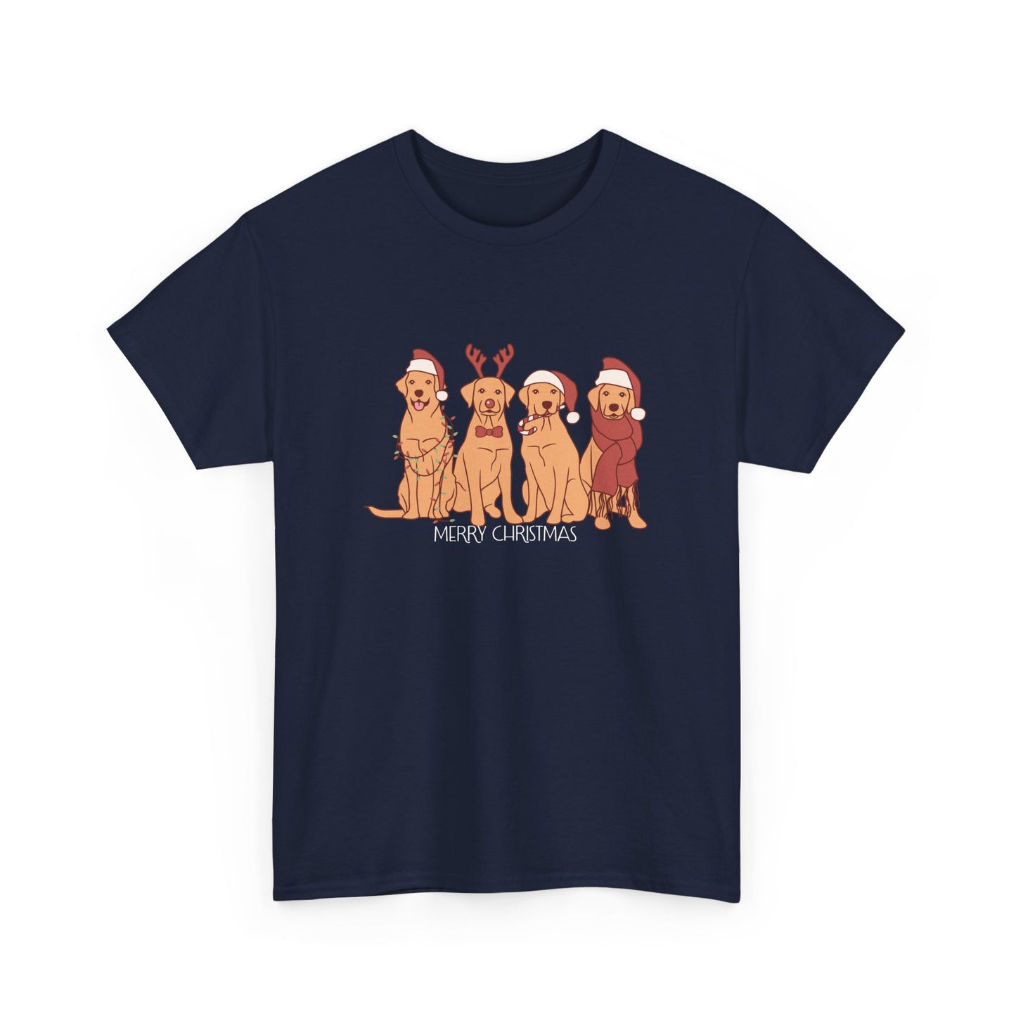 Golden Retrievers, Merry Christmas - Unisex Heavy Cotton Tee - 10282