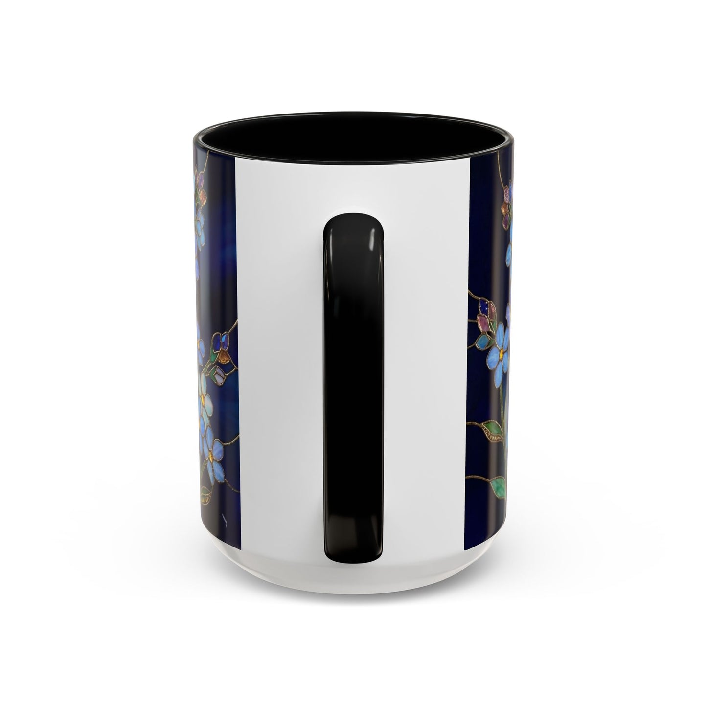 Forget-Me-Not Accent Coffee Mug — Stained Glass Design (11/15 oz) - 14564