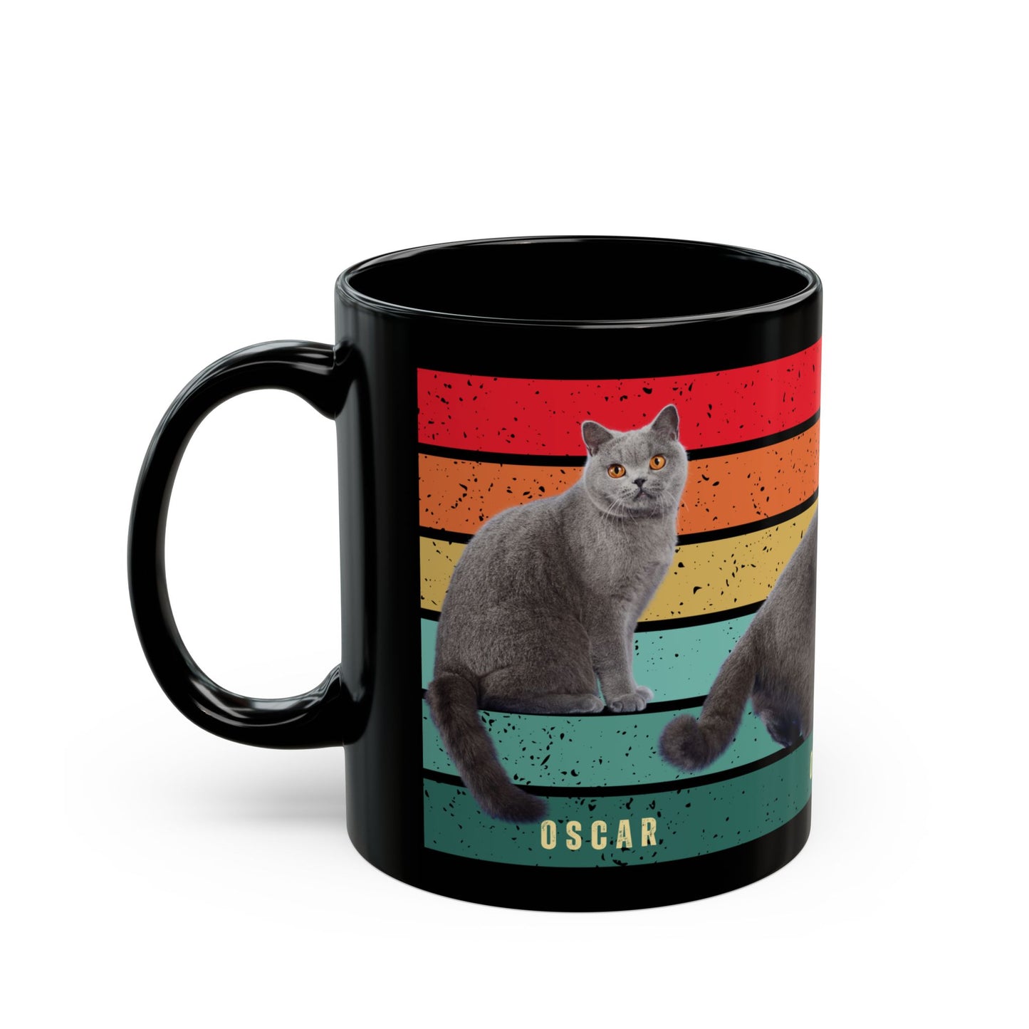 Oscar, Cat Photo, Customizable  - Black Mug (11oz, 15oz) - 10229