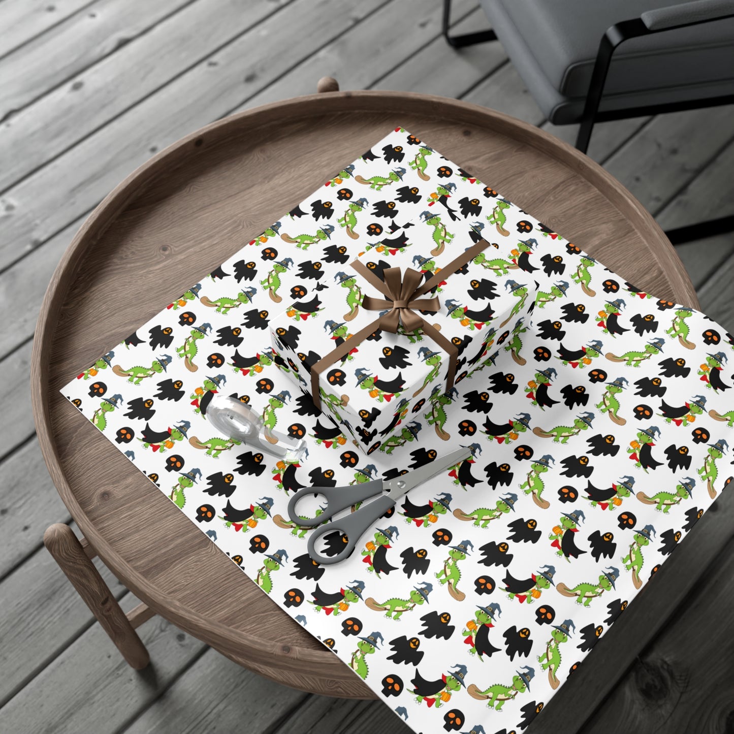 Green Dinosaur Witch  - Gift Wrap Papers - 13989